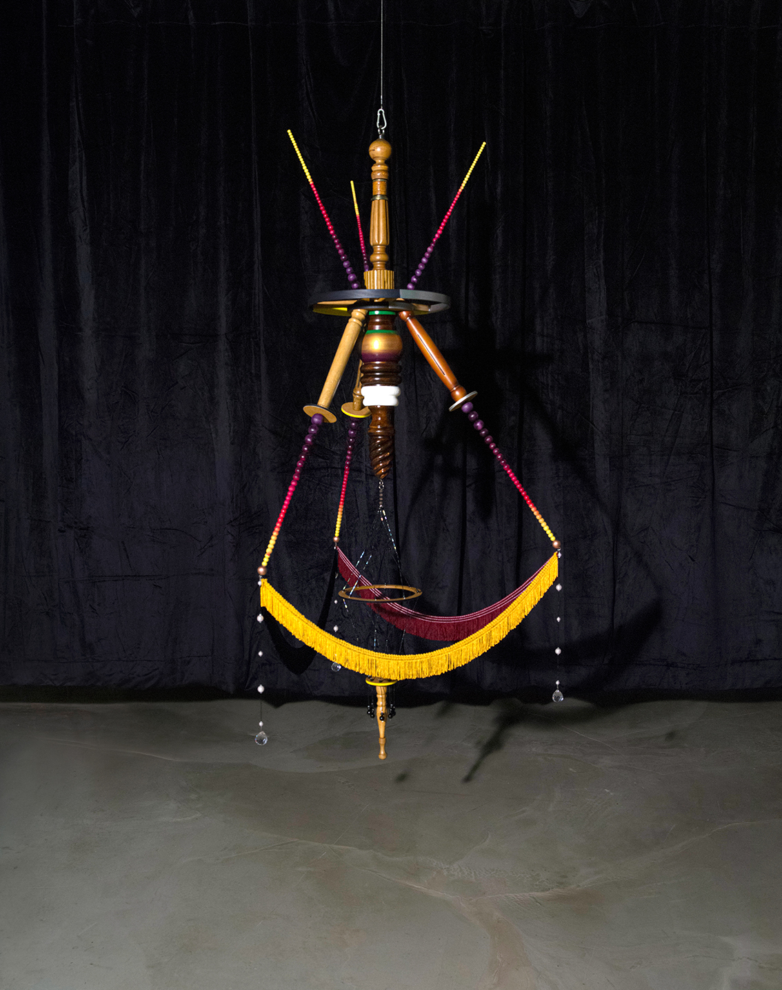 Skin_Layer / Collected objects, wooden marble, lace, 80*80*180(H)cm, 2022