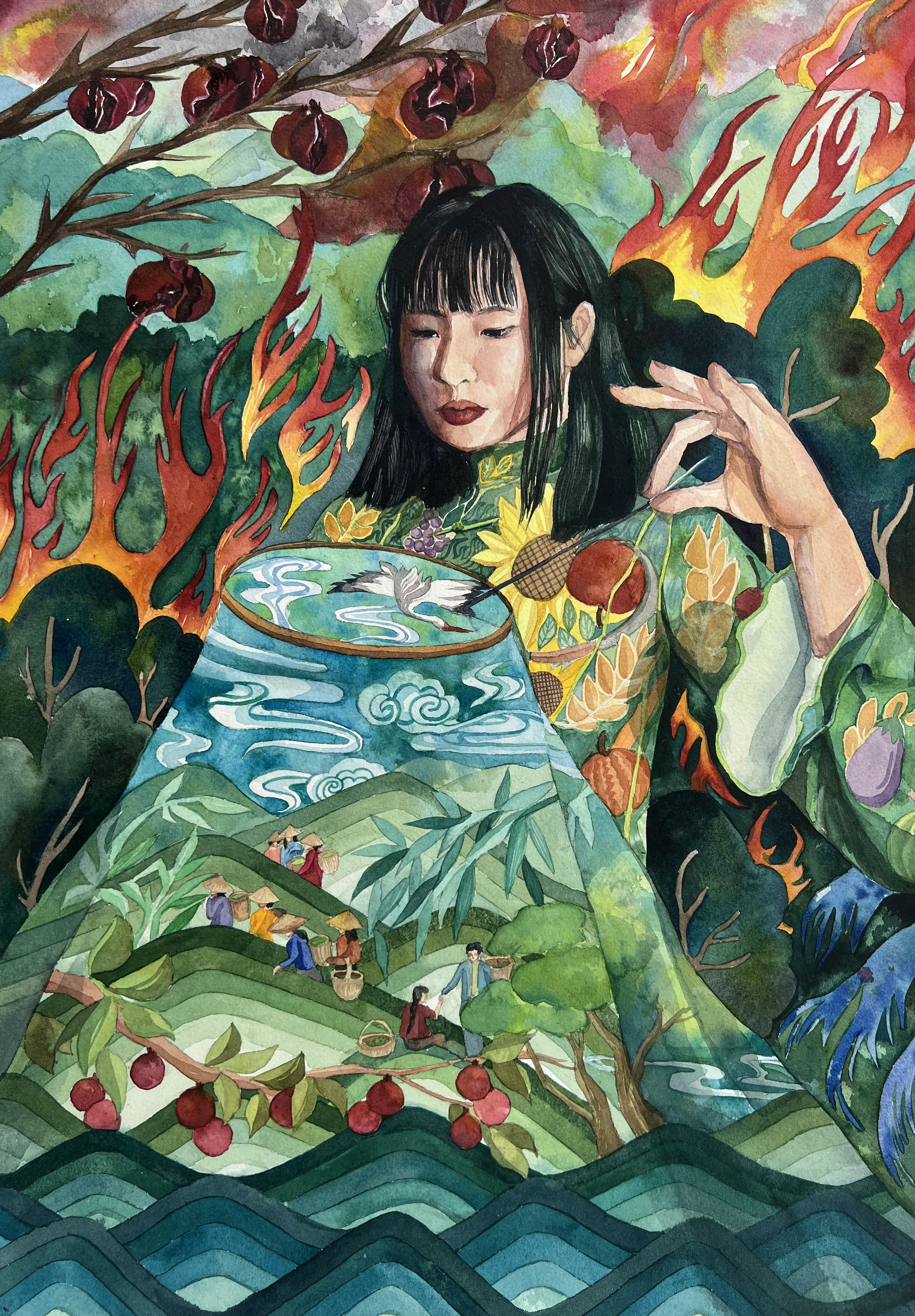 (SINGLE SPARK) PRAIRIE FIRE, watercolor and gouache, 2022