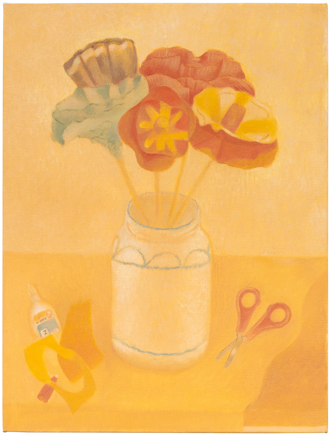 "Vaso de flores de papel", 2020, óleo sobre tela