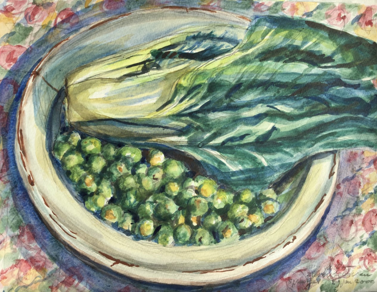 Schaal met groente 2000 - watercolor 20x30 cm 2000