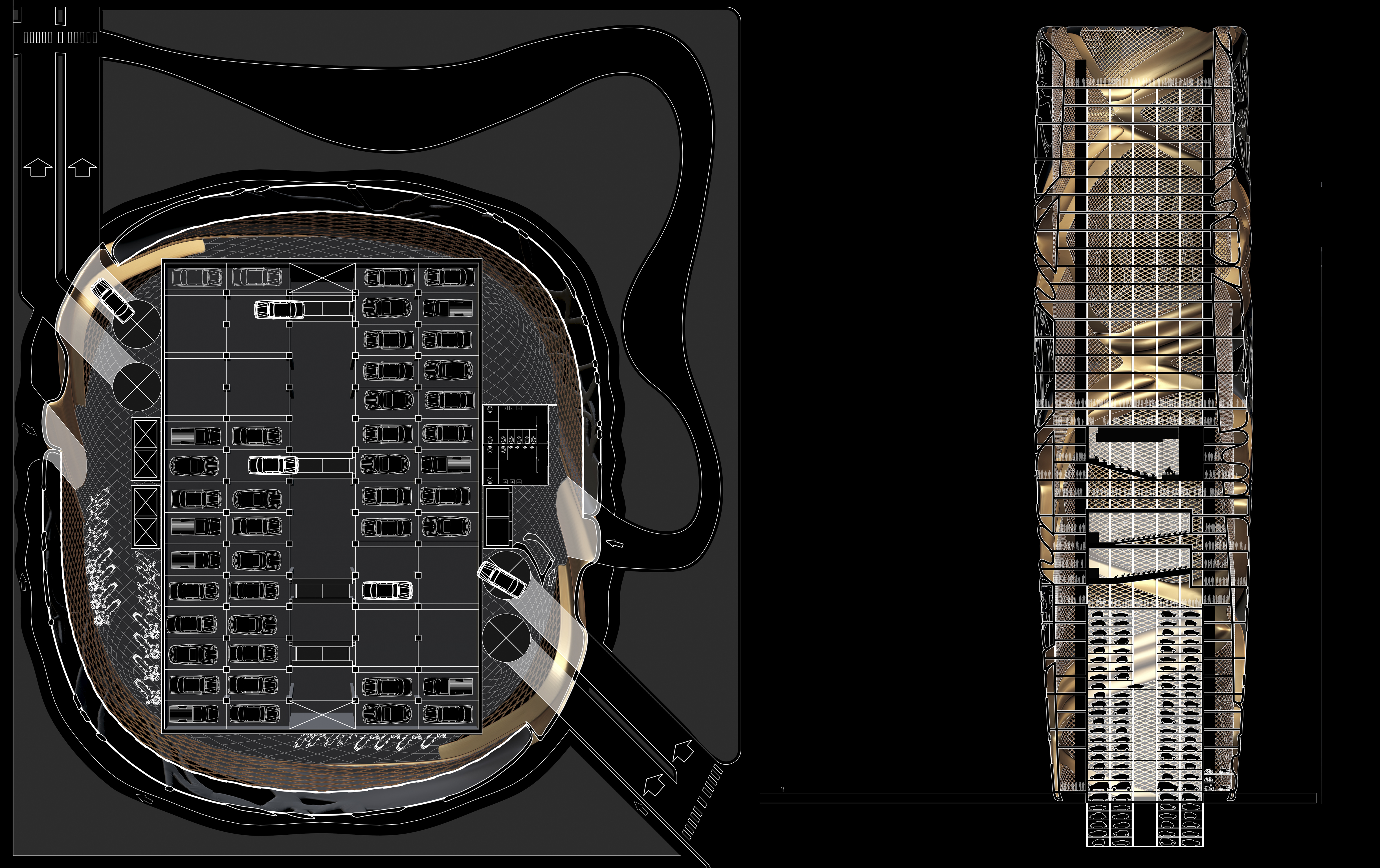 tower plan and section