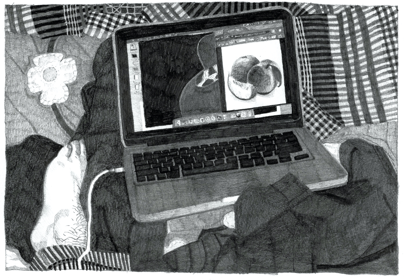 A Still Life Drawing of a Peach. 2020