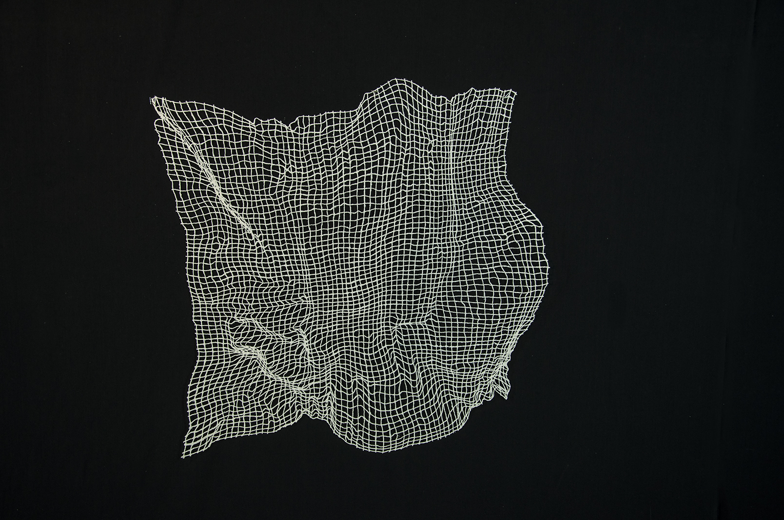 Departed Shadows series Nº03, Hand woven cotton, stained with inks and pigments / Coton tissé à la main et teint à l’encre et aux pigments 29" x 29 1/2"