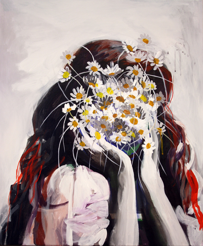 Flowers, acrylic and oil on canvas, 60/50 cm