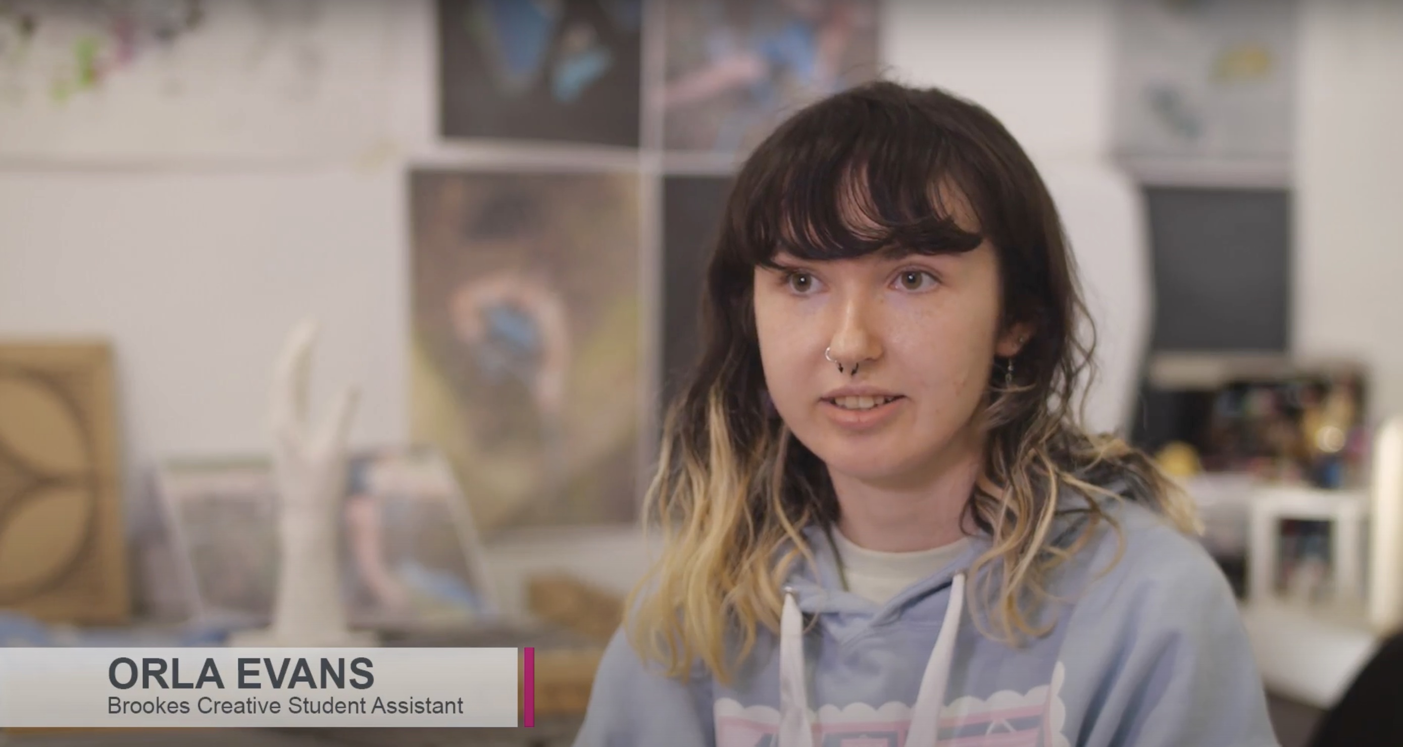 Screenshot of me talking about Brookes Creative in the employability video