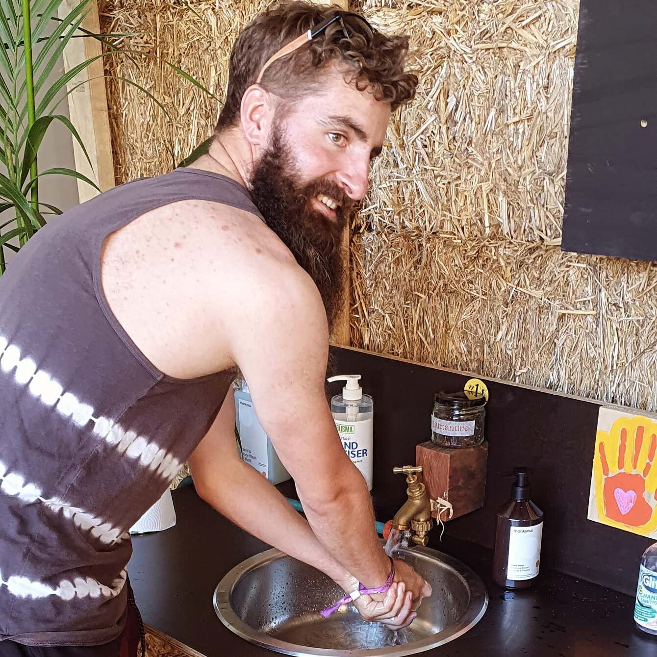 Participant trying out our luxury hand washing sink