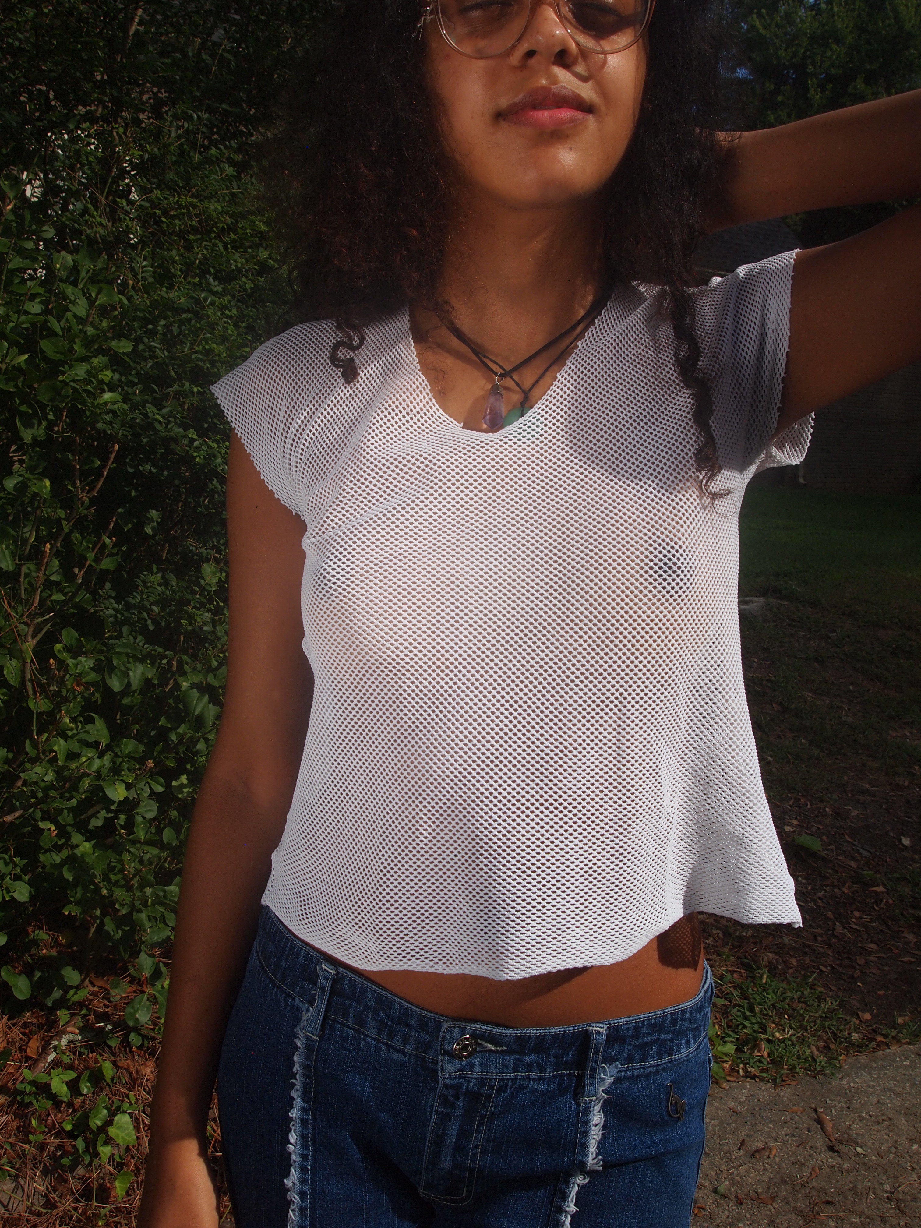 90s White Netted Mesh Top - 𝓈𝑜𝓁𝒹