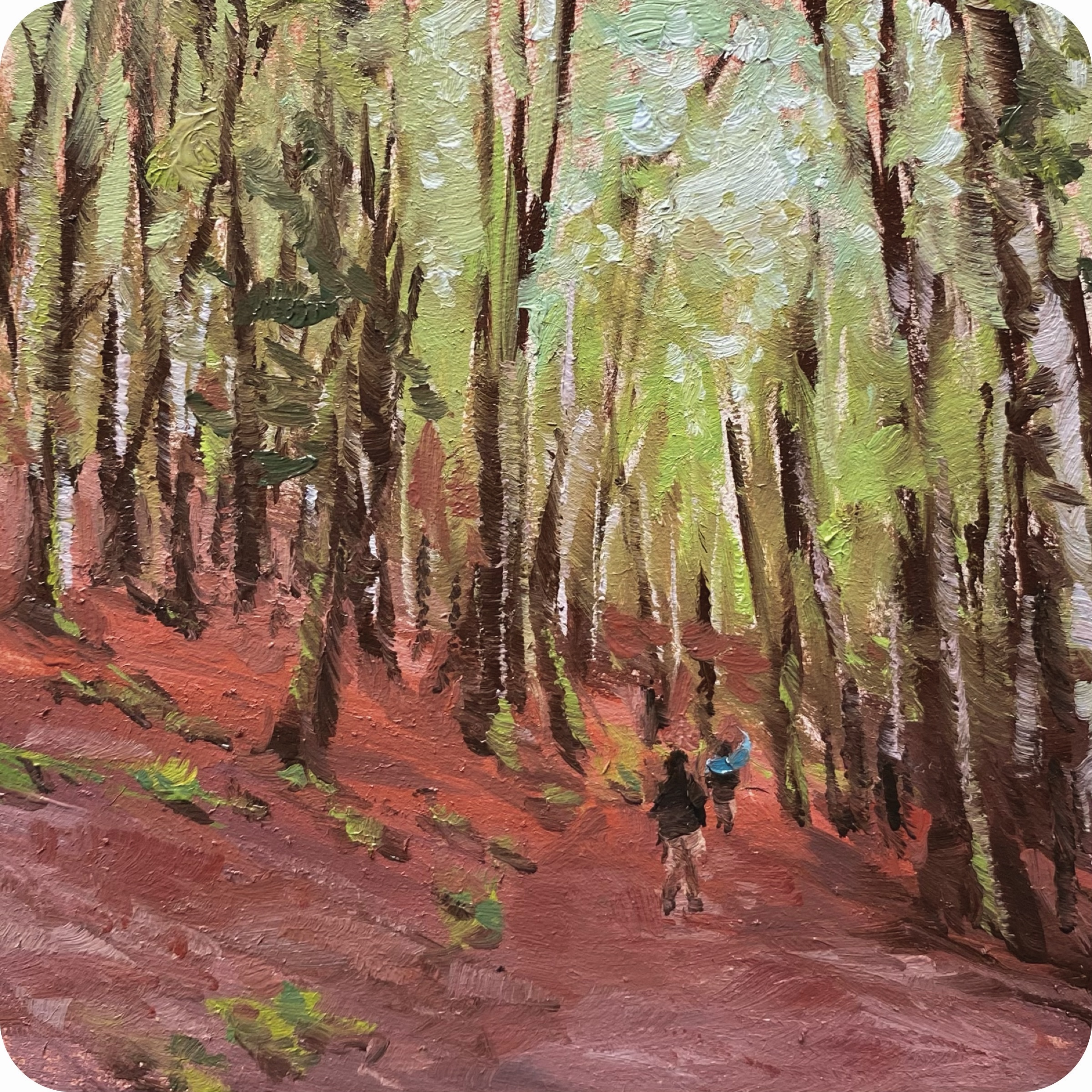 aux bois au cantal, 202510 x 10 cm oil on MDF coaster