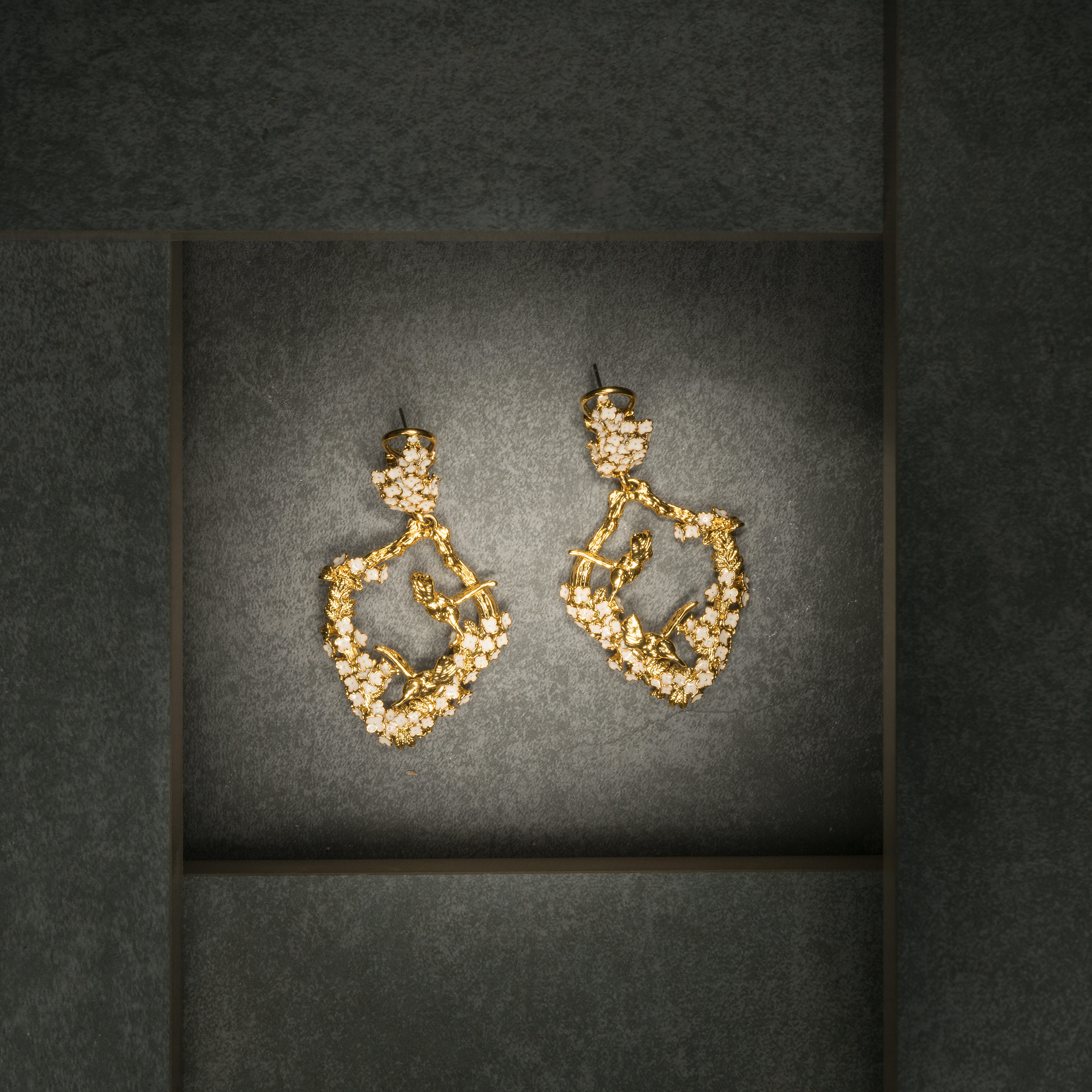 Harmony Earrings Gold and Ivory View 1 by Angela Mia