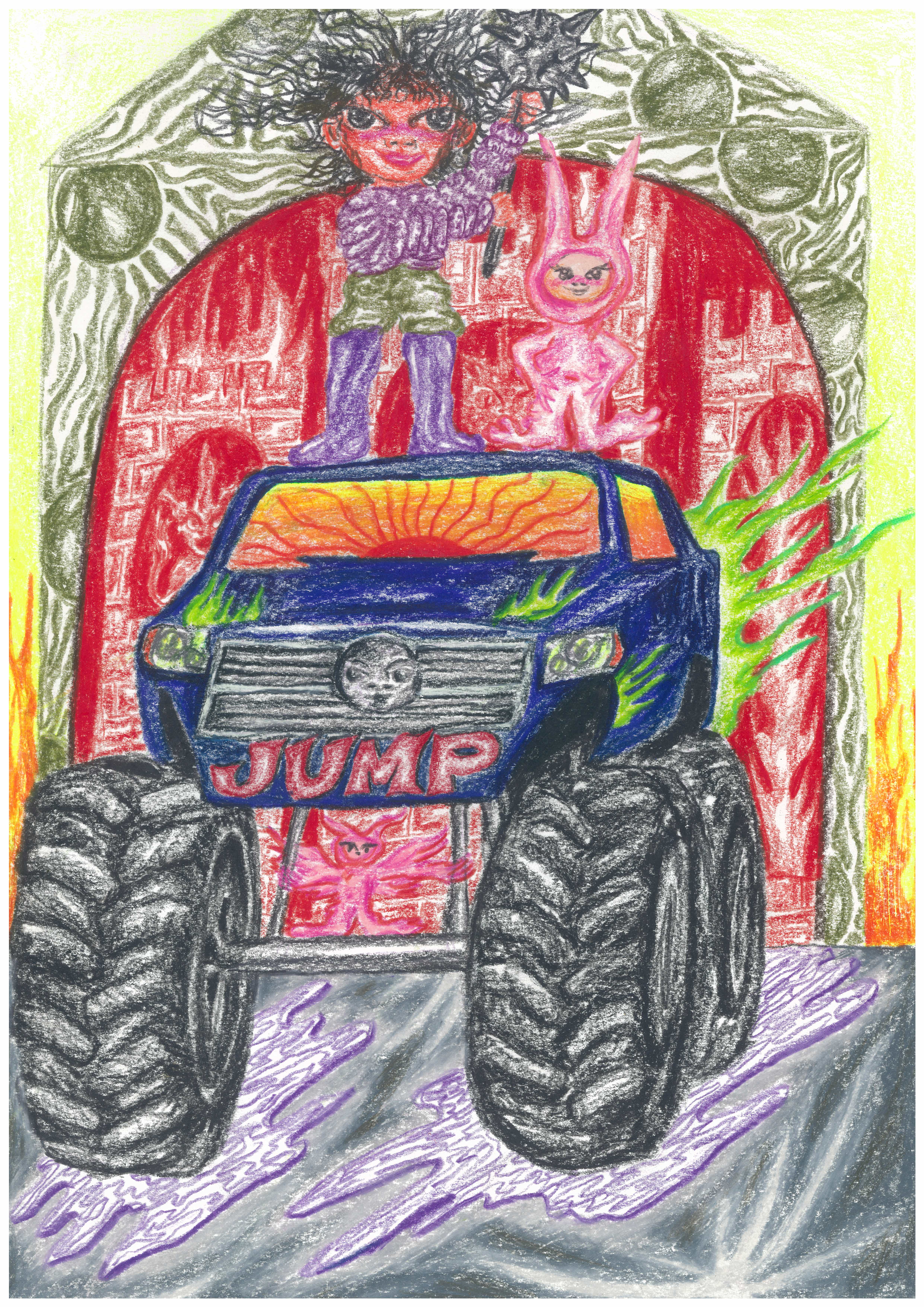 JUMP (2022), coloured pencil on paper. A4