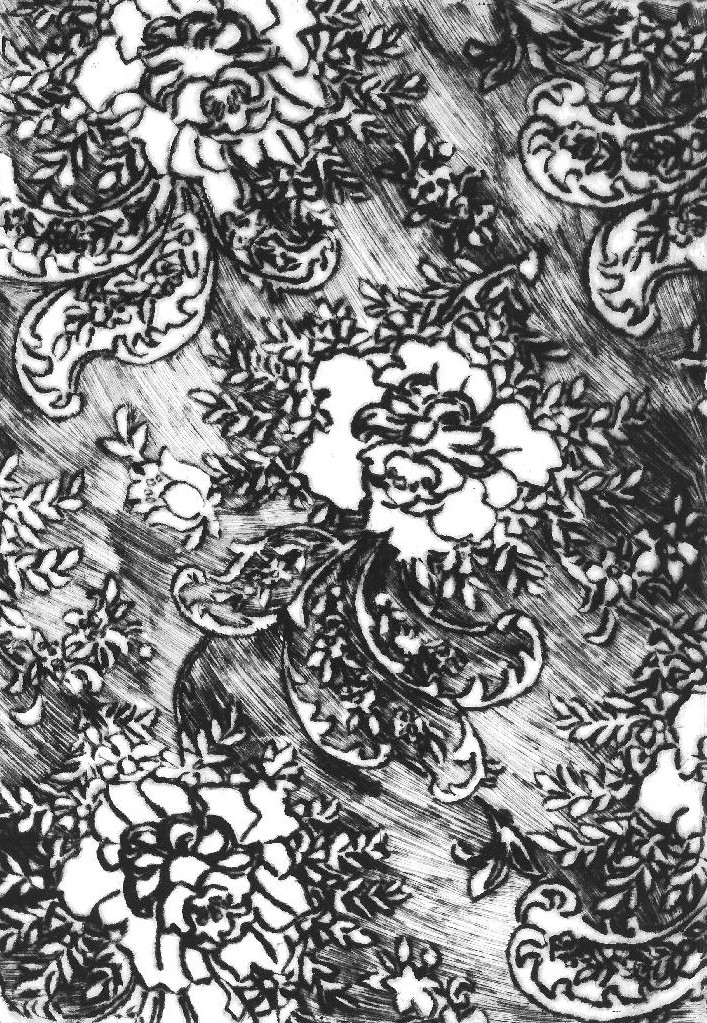 Tapisserie,2016,gravure pointe sèche,30x21cm