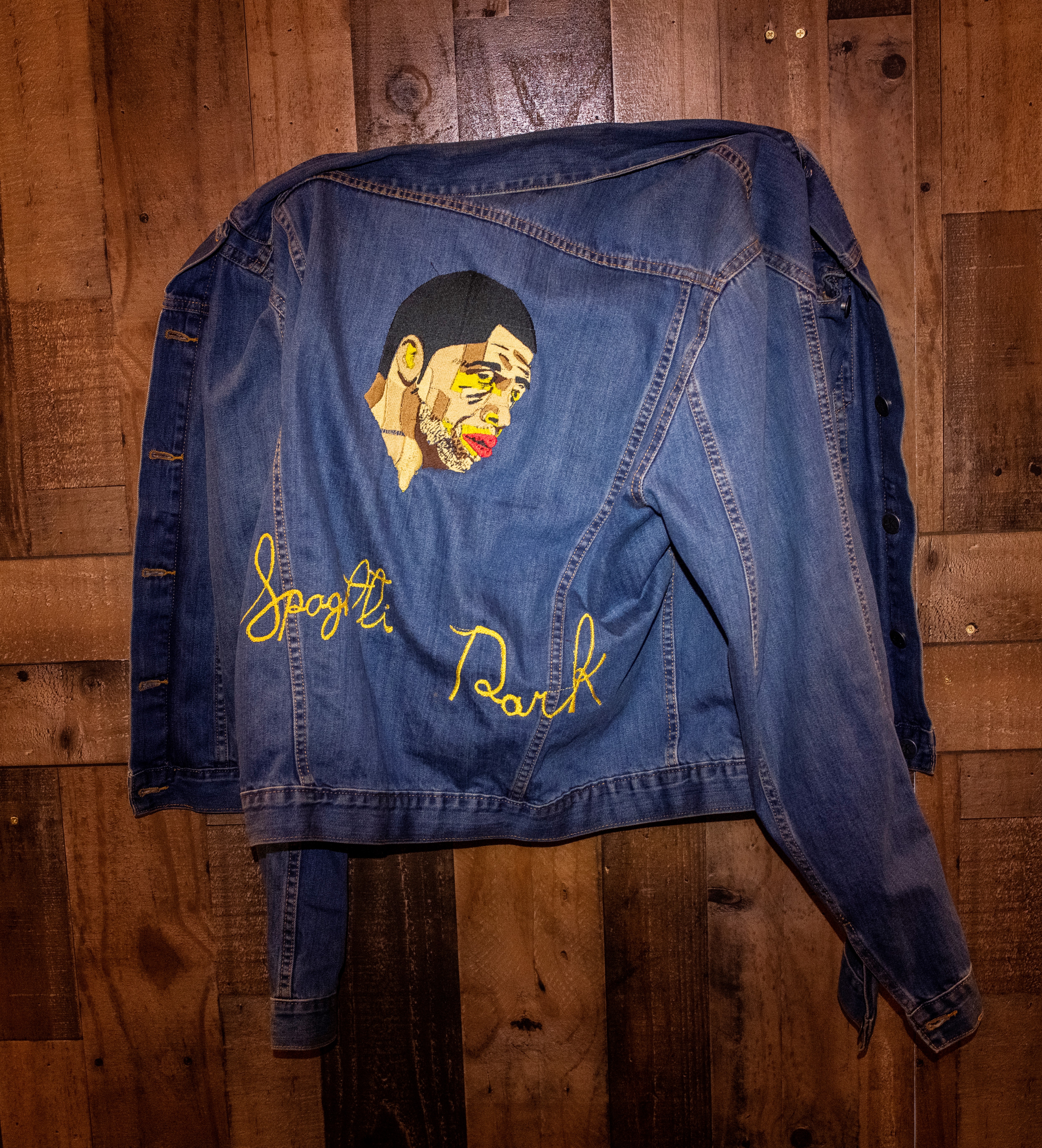 Azikiwe Mohammed, Obama, Spaghetti Park, Queens, NY, 2021. Embroidered jacket. Image courtesy the artist.