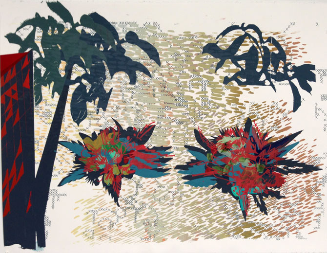 Screenprint and acyrlic on paper, 24"x36" 2013