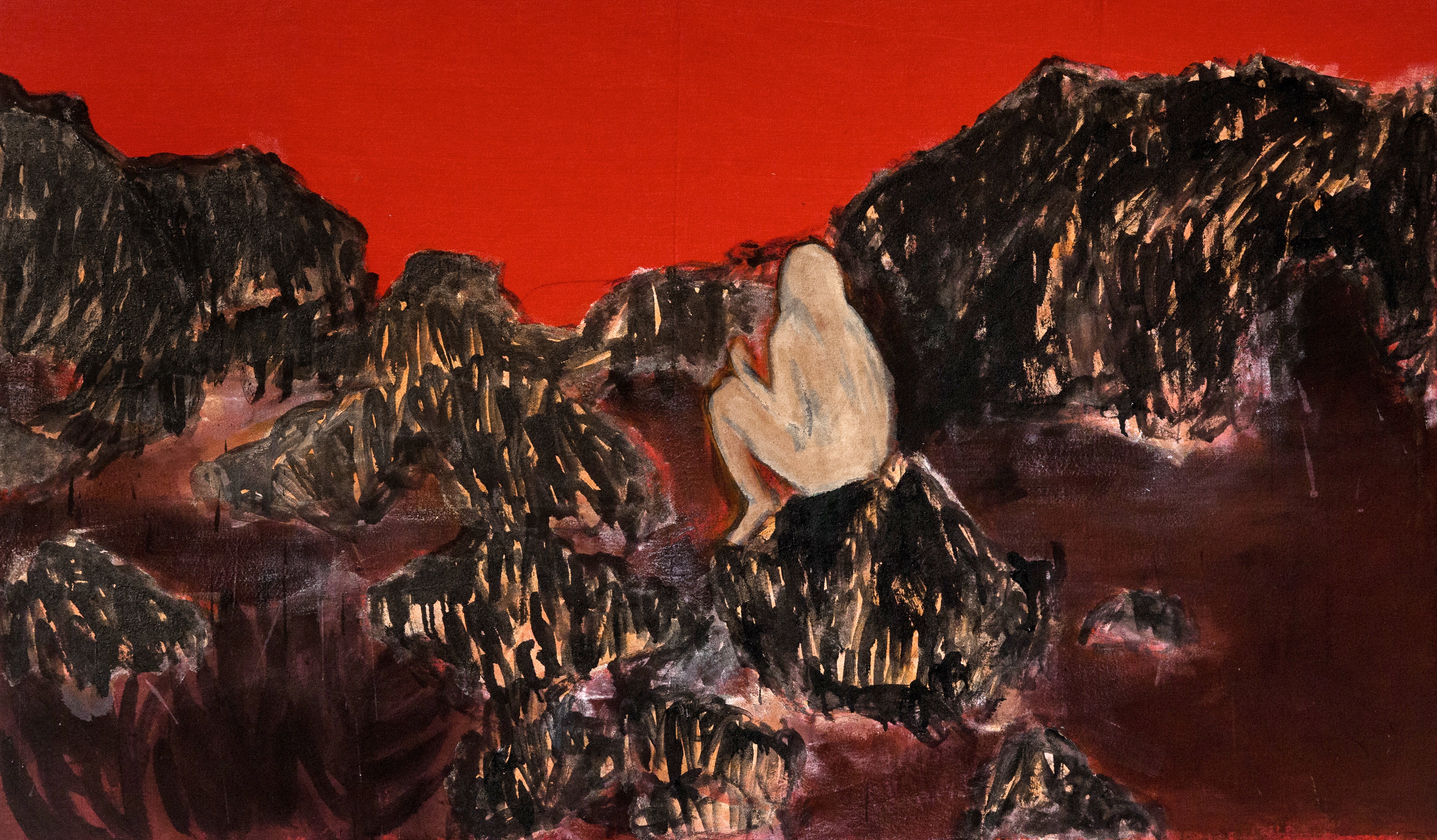 Ghost Stone. 鬼石.  2019. acrylic on canvas. 41x69 inches. 104x175 cm. 