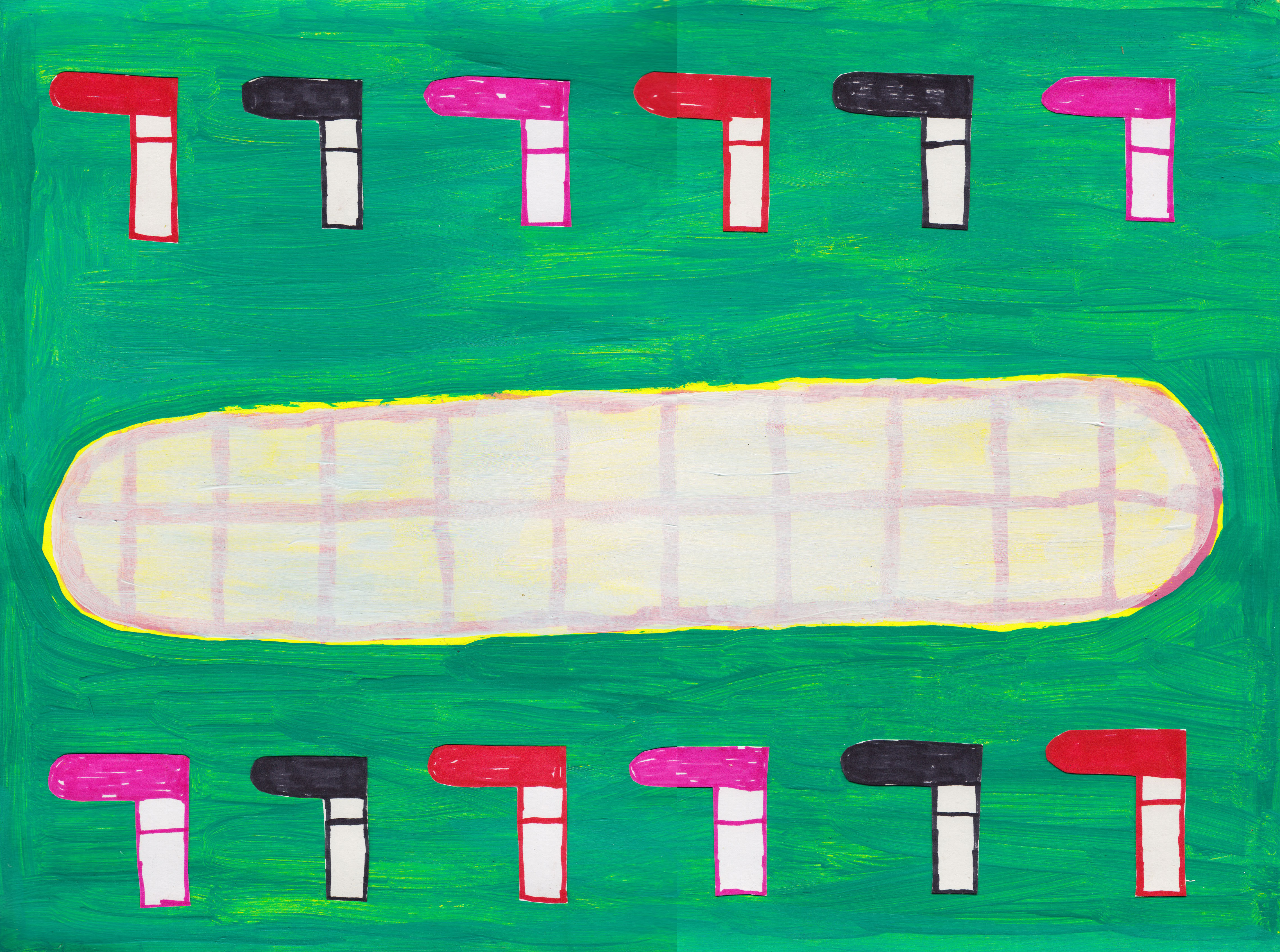 Mouth/ Acrylics, Marker, Paper cuts outs/ 40x30