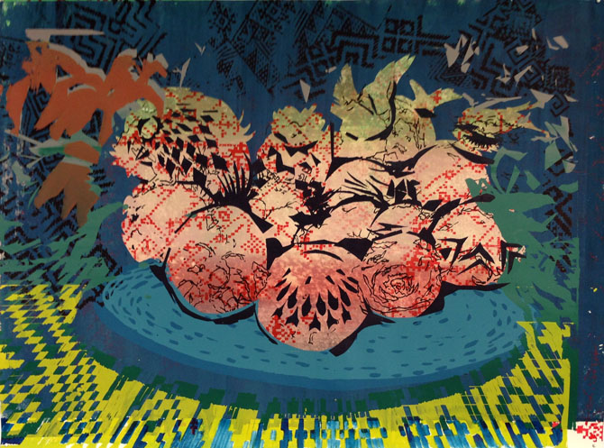 Screenprint and acyrlic on paper, 24"x36" 2013