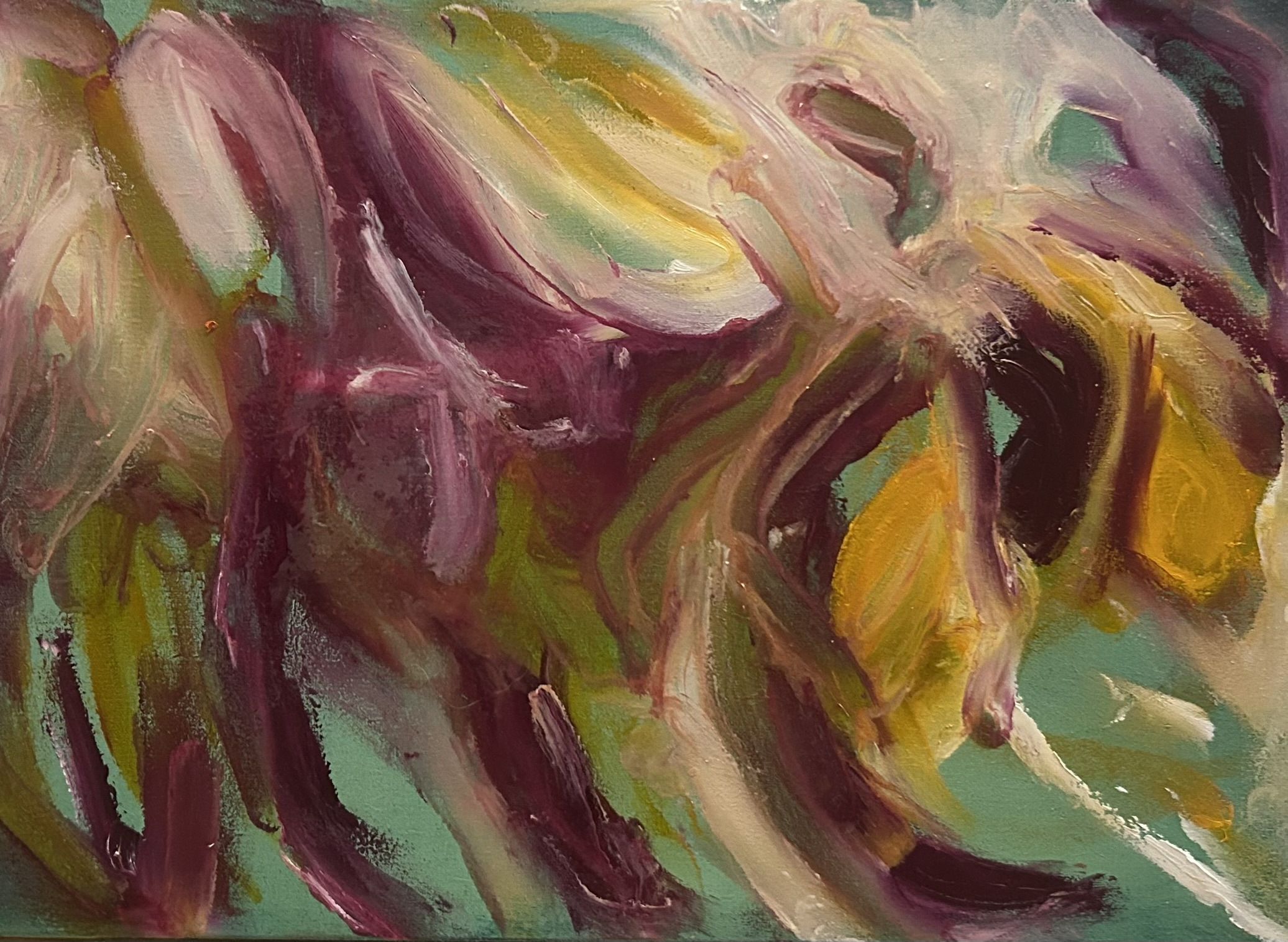 Untethered four, 2025, oil on board, 21cm x 30 cm