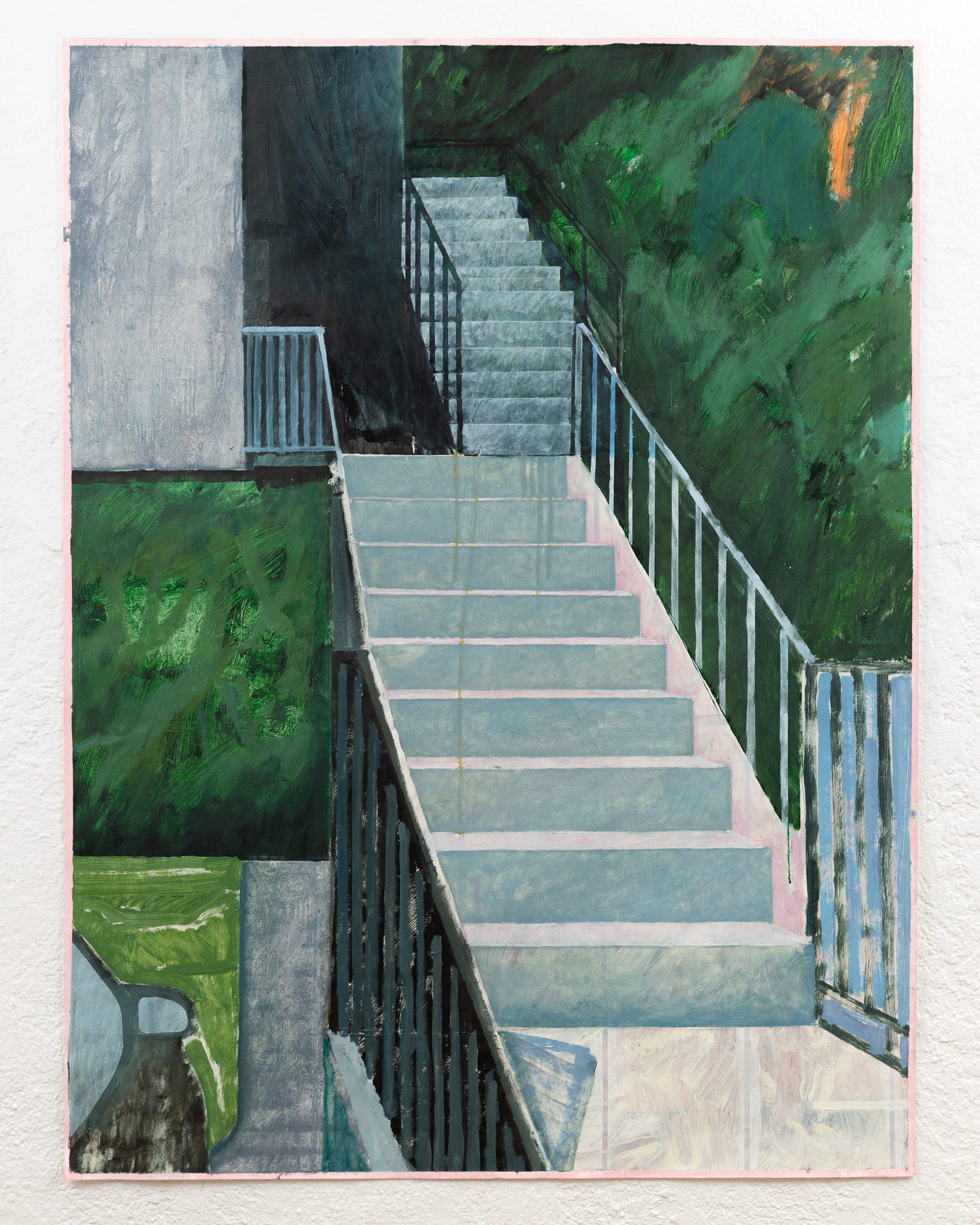 'Night Stairs' oil on paper, 48 x 36 in. 2019