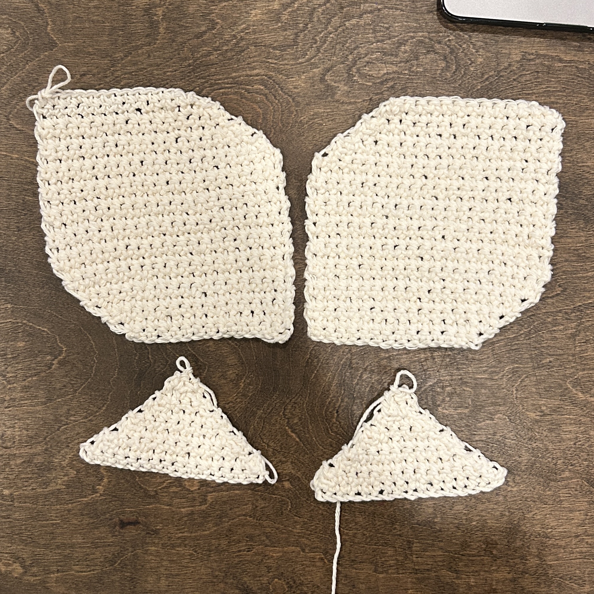 Both triangles completed. I sewed the triangles together after this.