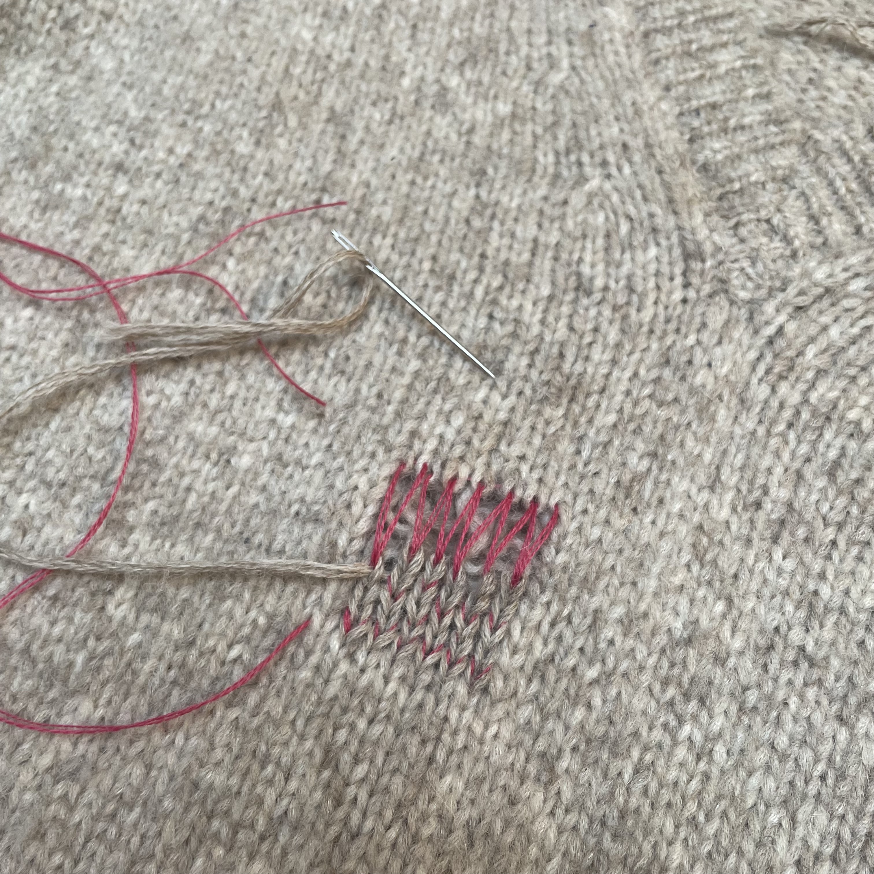 Swiss Darning/Re-Knitting for Evan Joan Repair