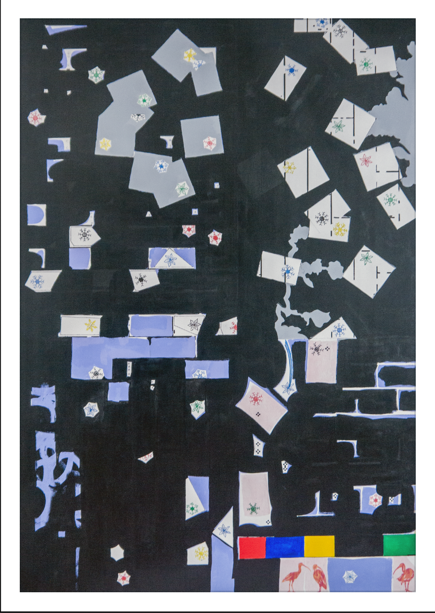 Scarlet Ibis Room, 2024; Acrylic on canvas; 58" x 40"