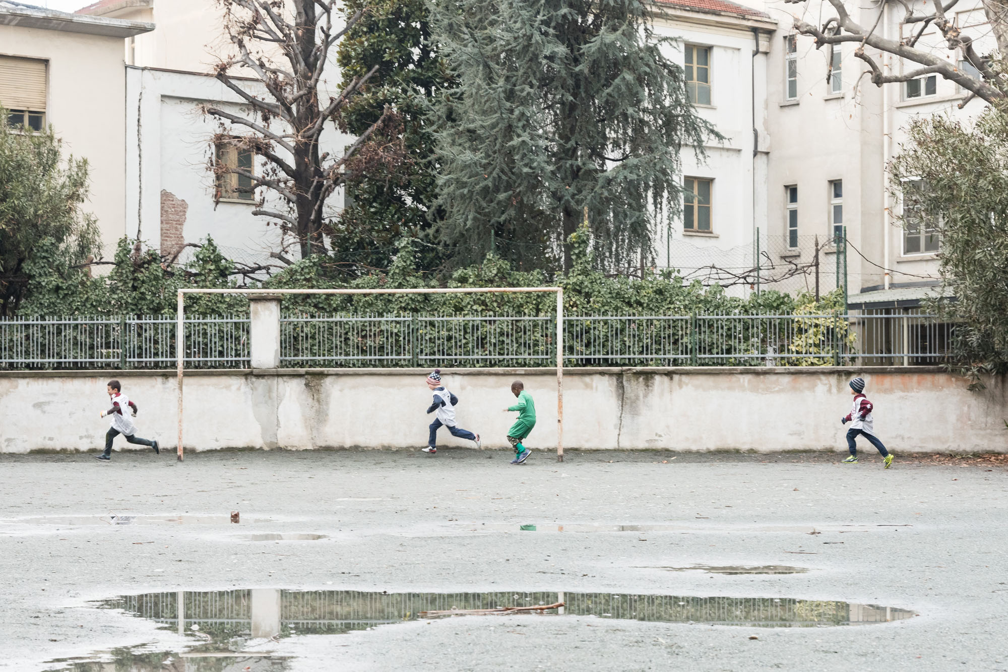 Splashing in mud puddles.