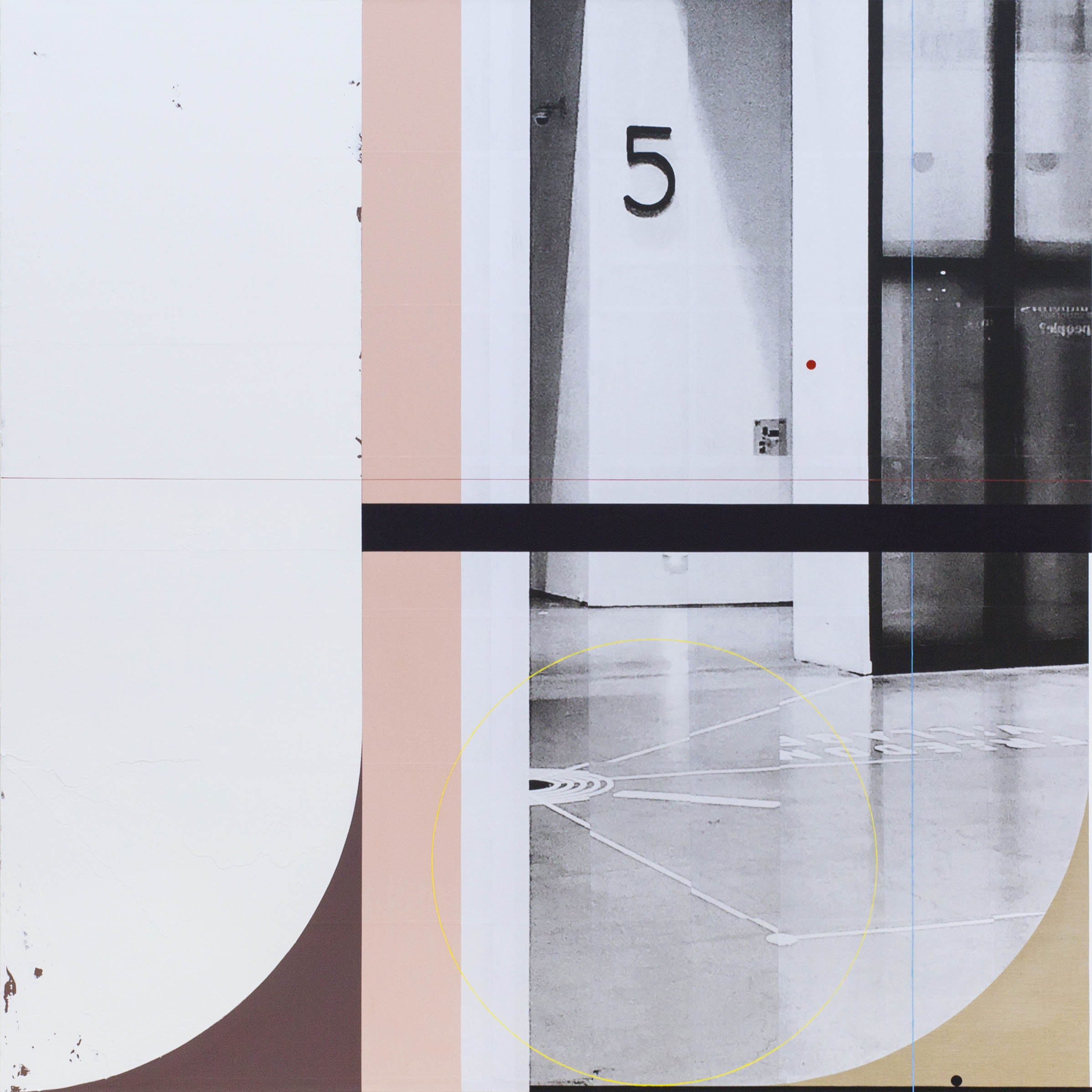 Room Number Five, 2022, acrylic and photo-collage on canvas, 182 x 182 cm