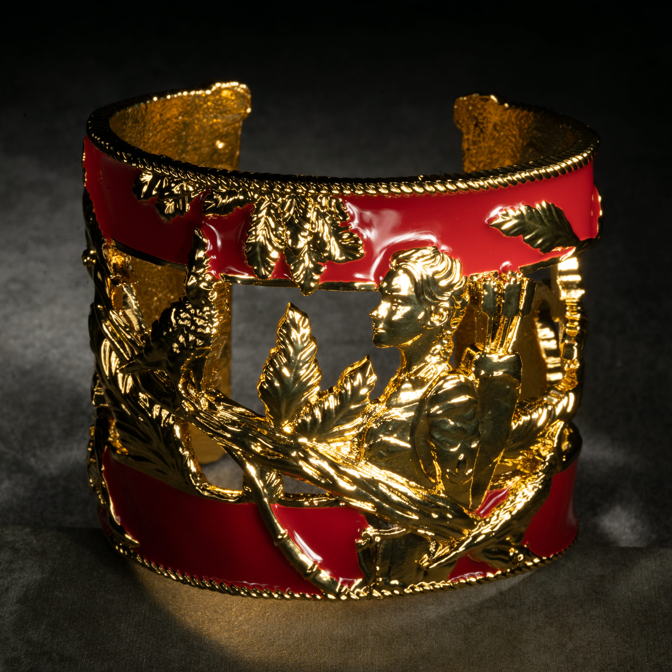 Vigor Cuff Gold and Red View 1 by Angela Mia