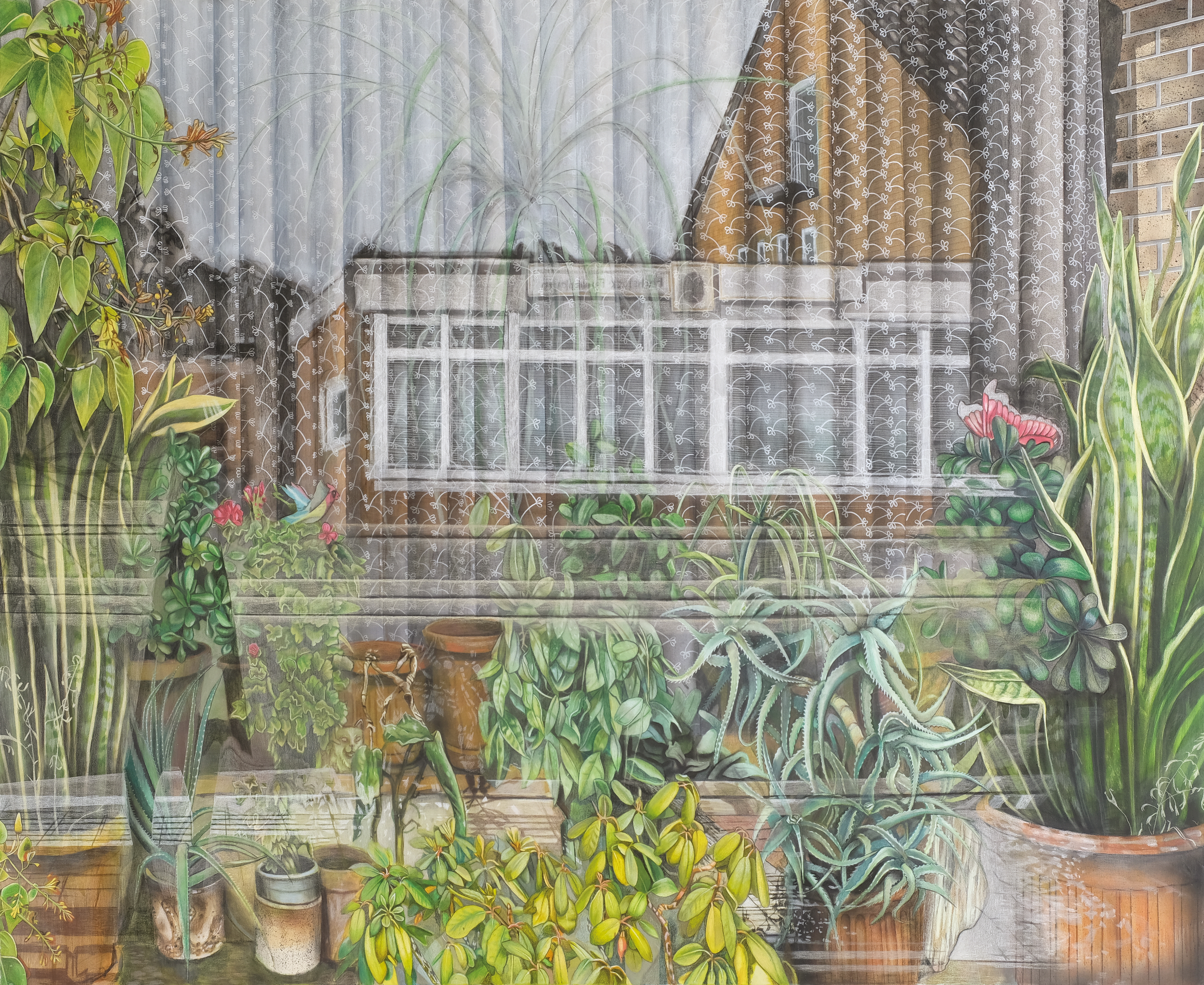 GF, Acrylics and colored pencils on canvas 180 x 220 cm, 2022