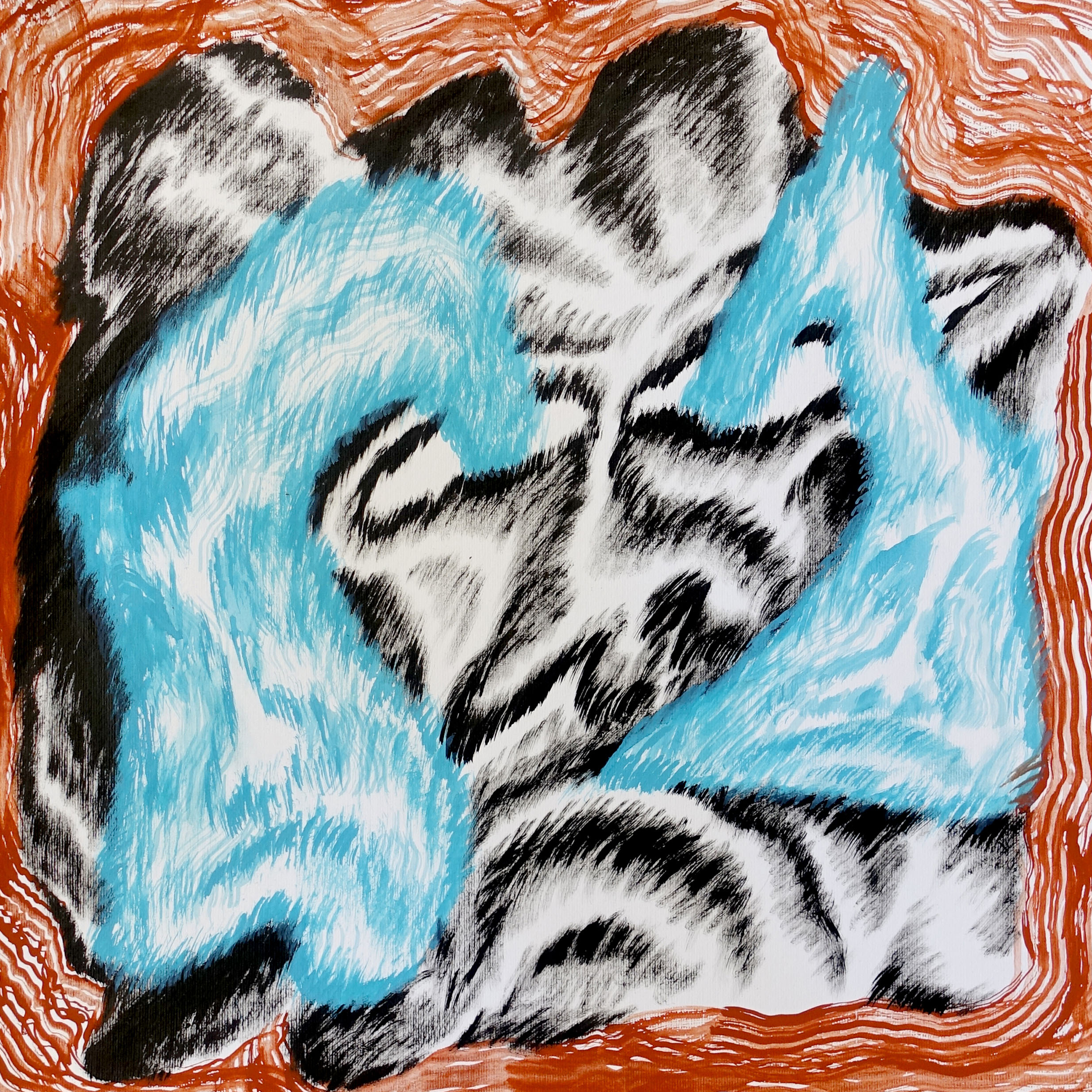  Piangifacce #6tempera and ink on paper, 50x50 cm, 2022