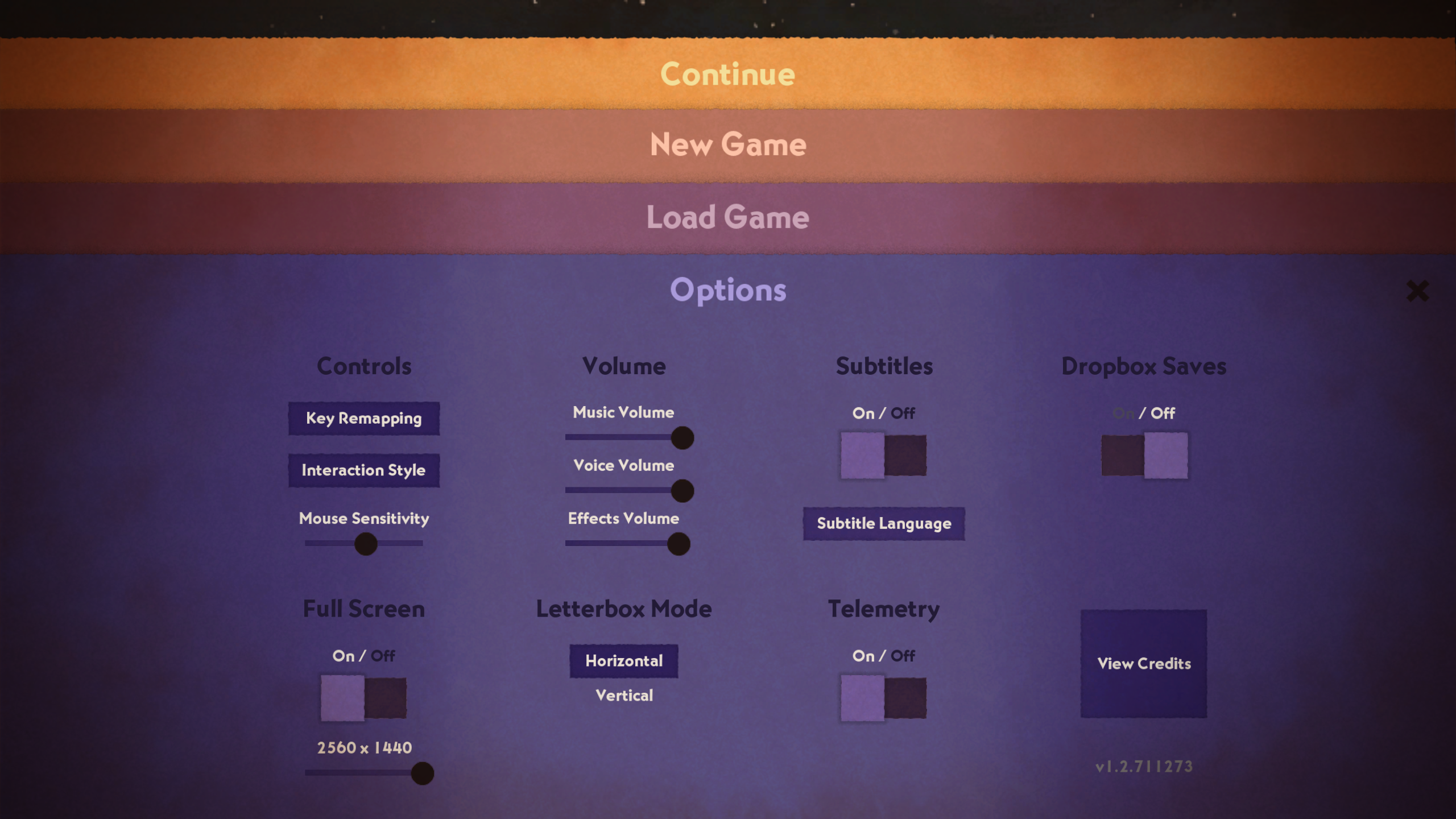 Broken colors game на русском. Options UI. UI DB. STOPPROPAGATION options UI. Horizontal Mode.