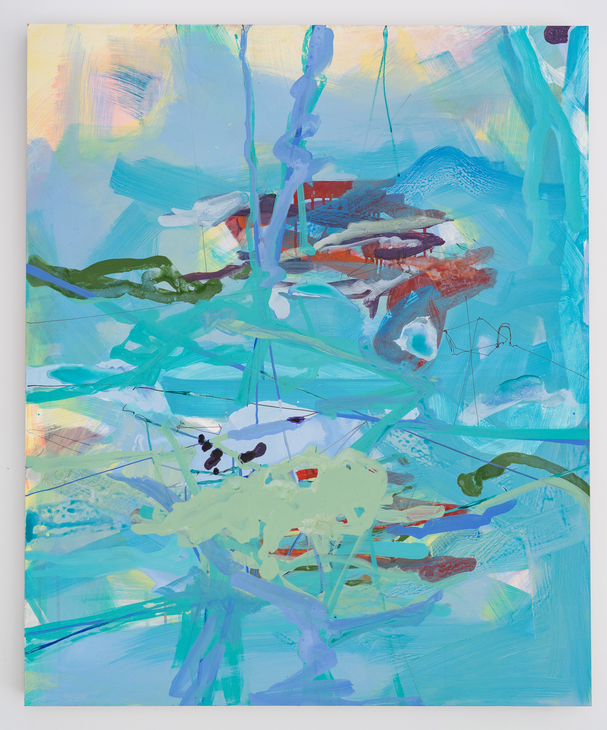 Pebble Eddy, 2021, acrylic and ink on panel, 36 x 30 inches