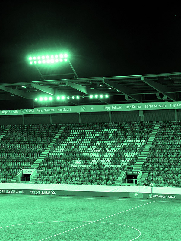 Weiss auf Grün. Das Logo des FC St. Gallen 1879.