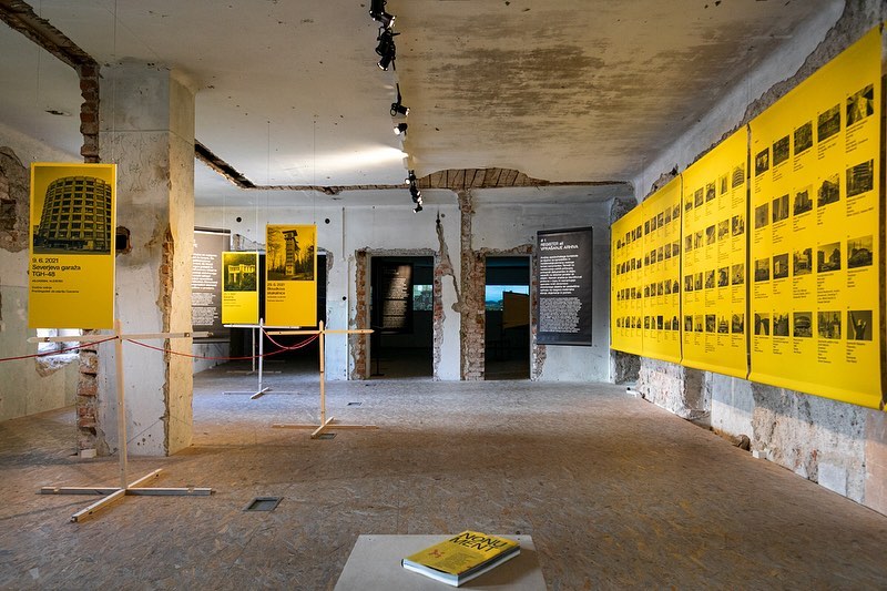 The exhibition is outdoors. Exhibition view, MAO - Museum of Architecture and Design, Ljubljana. Photo: Matjaž Rušt.