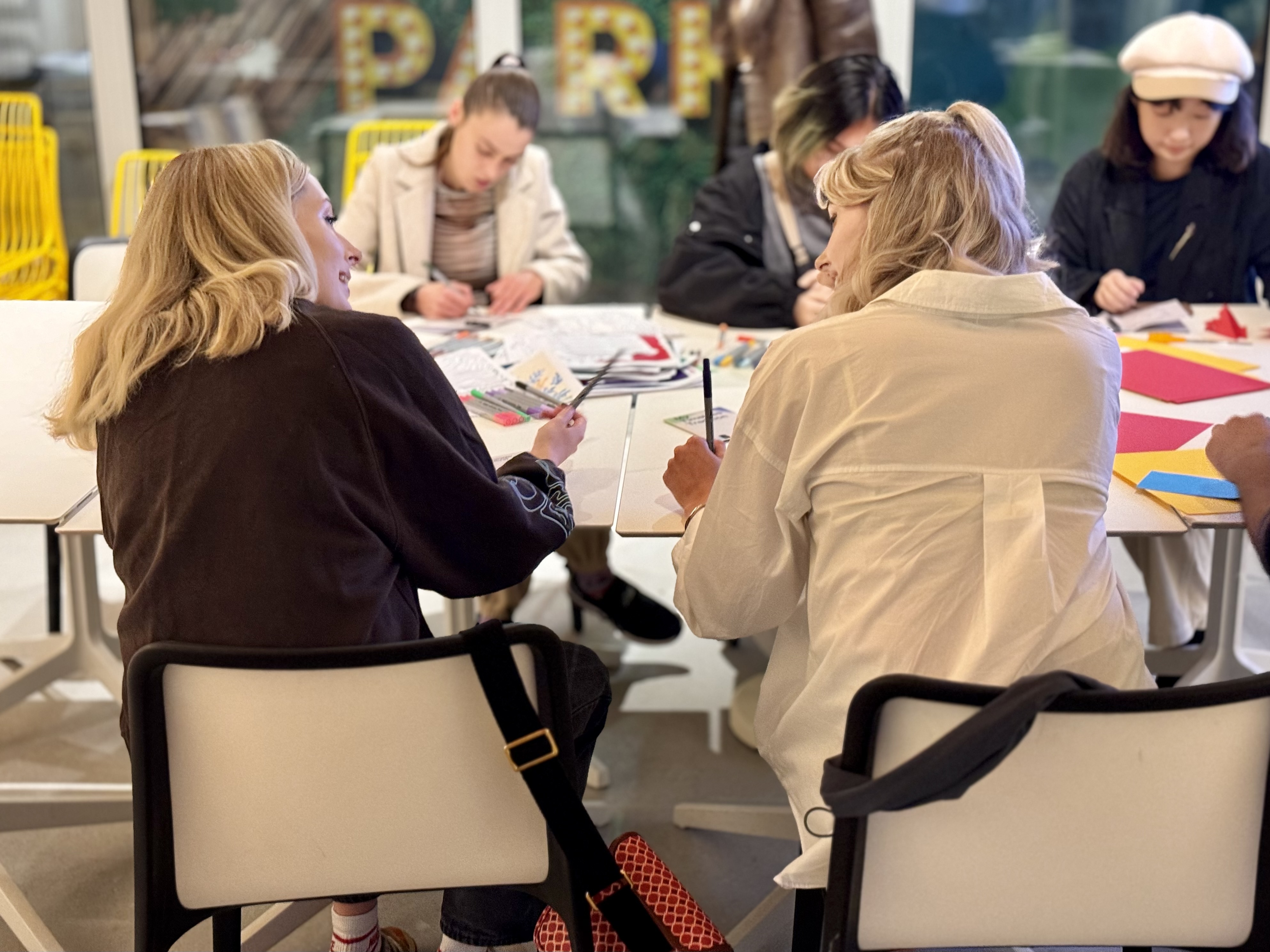 Participants interact with each other