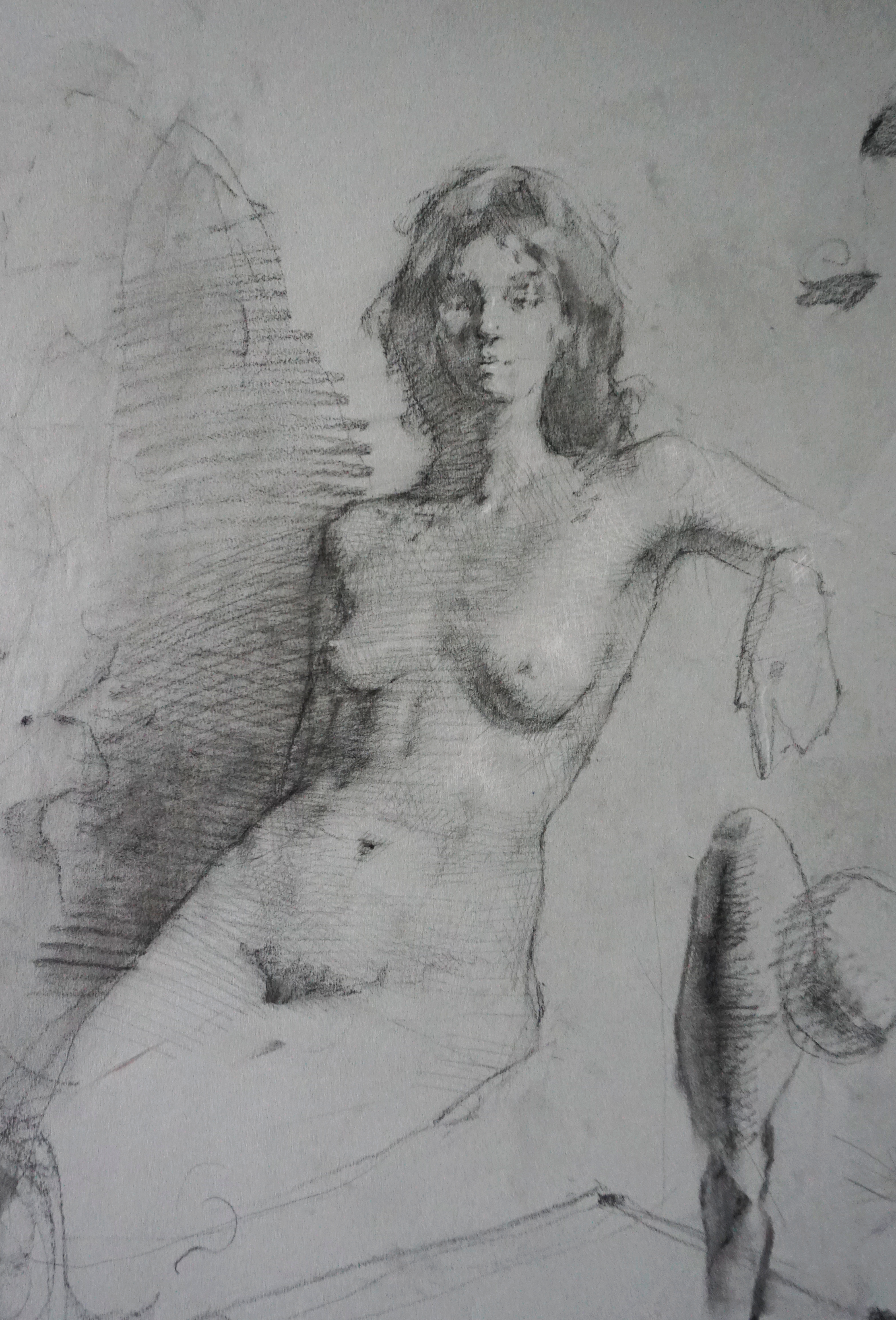 Boston Demo Figure Study of Rolley, Chalk, 19.5x25.5, $500