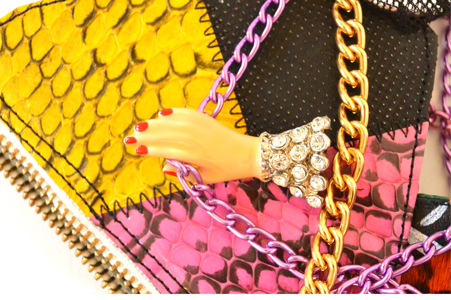A night out with the guys right foot Leg Piece Detail of my mother's upcycled Lolita Lempicka button