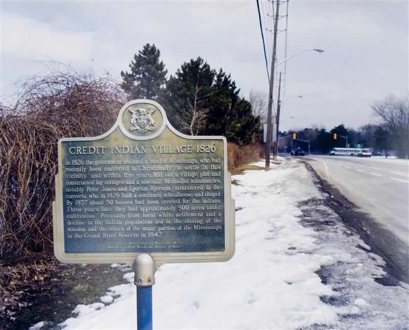 Credit Indian Village, 1826 Historical Marker off the QEW Mississauga Ramp, 21st-century, Jeff Thomas