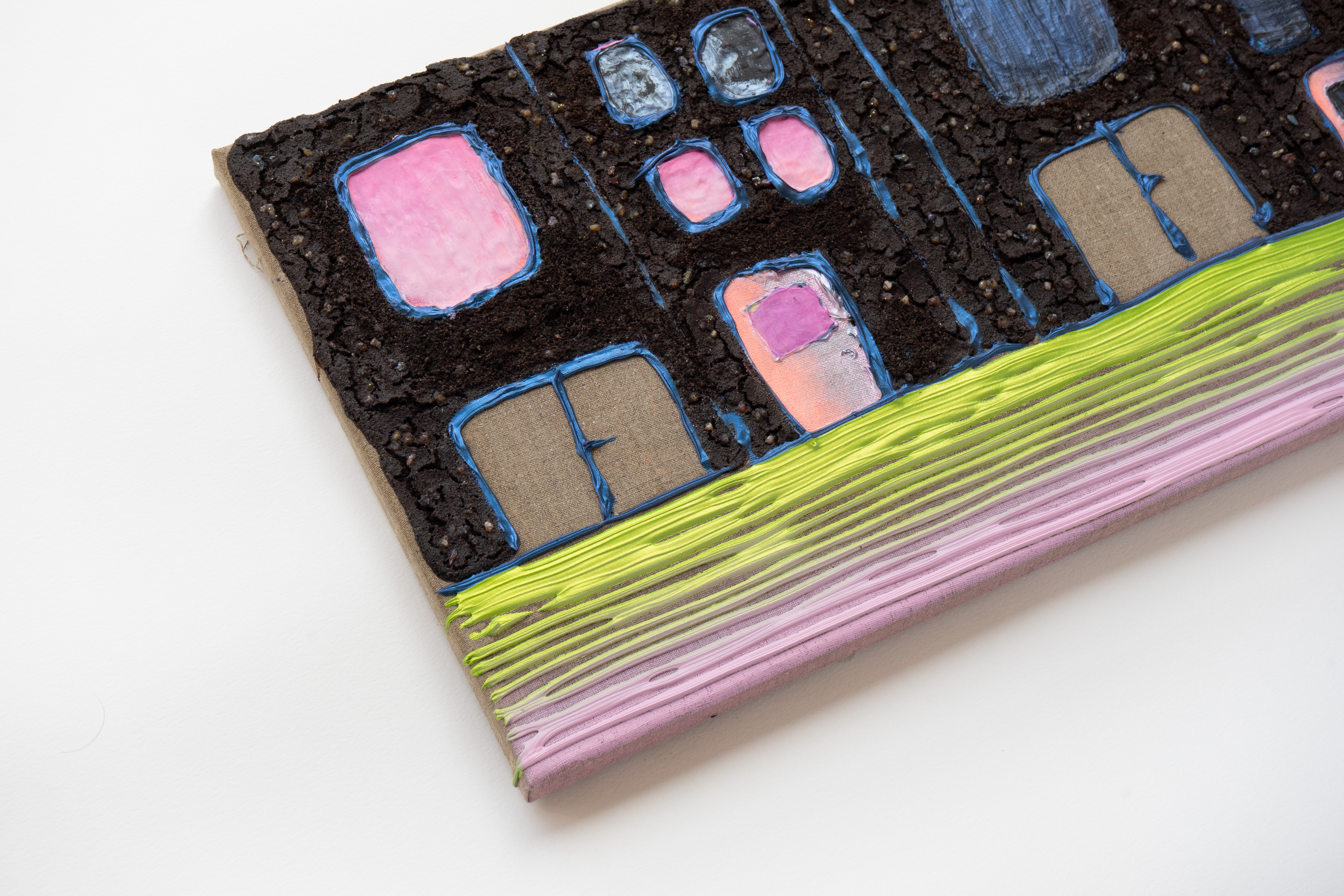 Terraced house / 55 × 30 cm / acrylic and combined technique on canvas