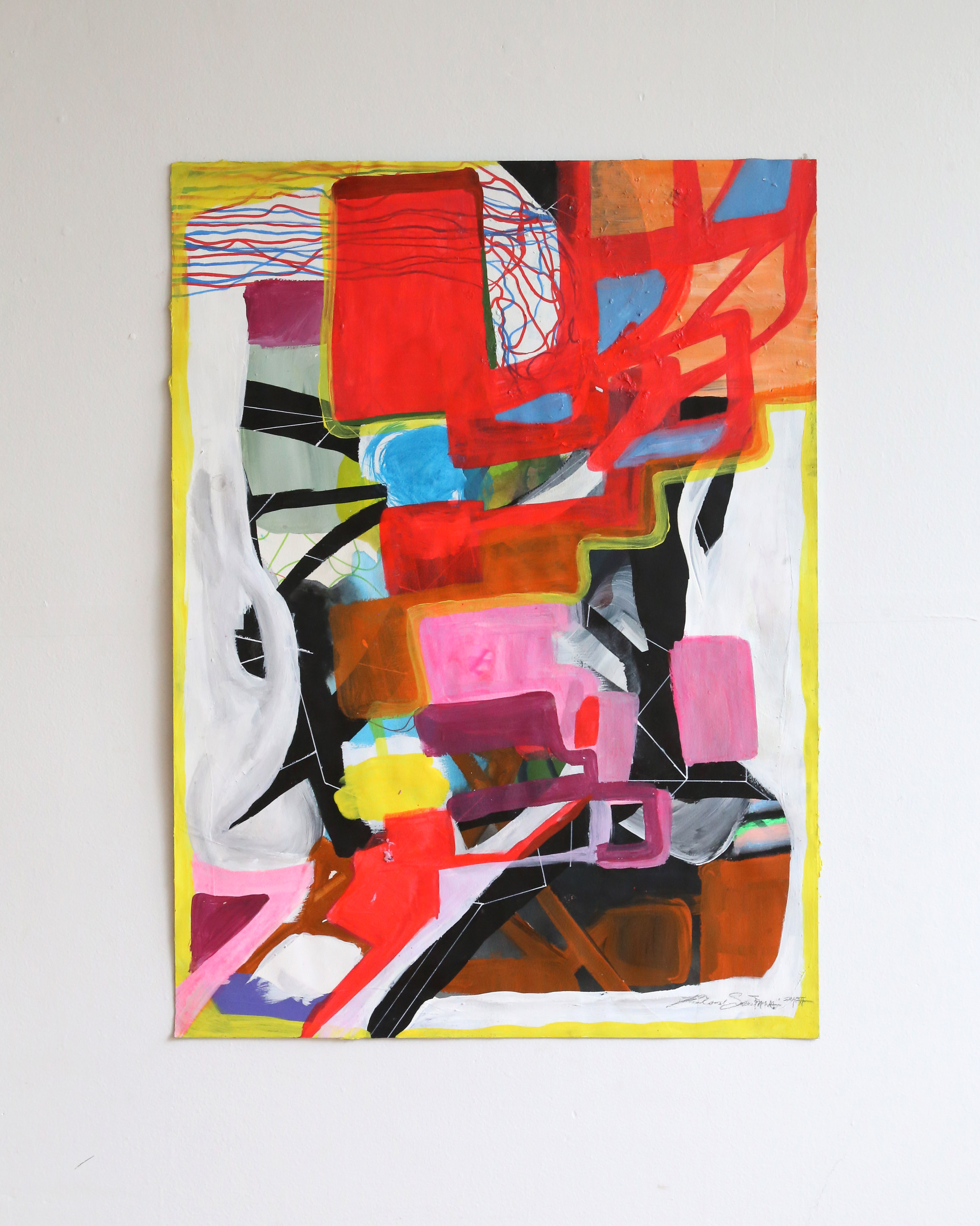 Inside the Escapist Resort, 2017, Mixed Media on Paper, “36 x 24”