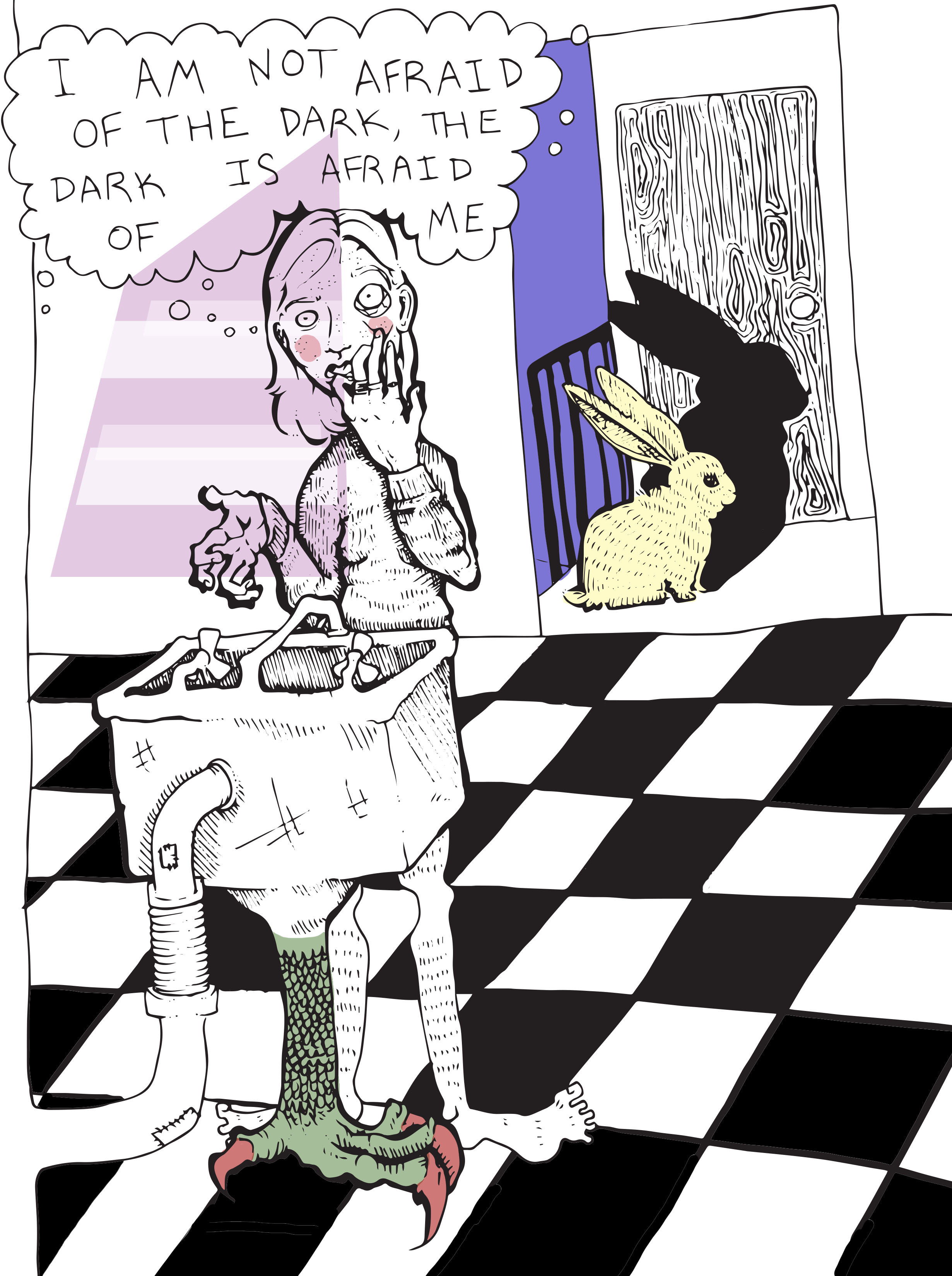 Afraid of the Dark, Ink on Paper & Illustrator (2021)