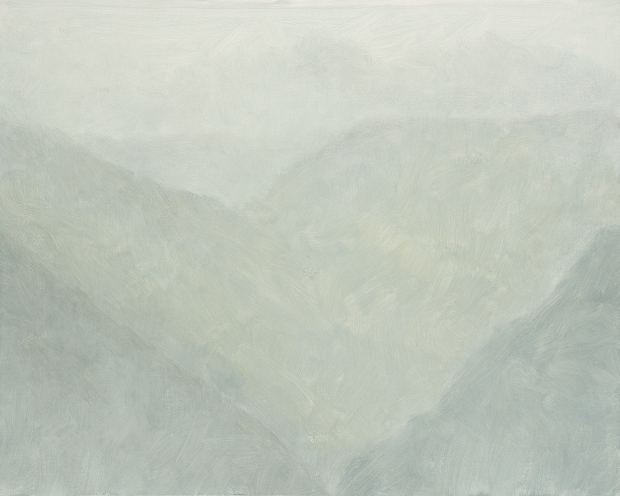 Vallée, brume, lumièrehuile sur toile65 x 81 cm, 2023