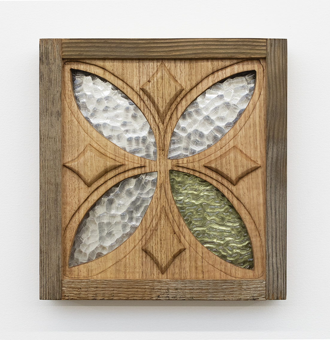 Jen Mathews, Butterfly, 2021, Tasmanian oak, glass, Oregon timber, transparency print, aluminium, 22.6 x 21.4 cm
