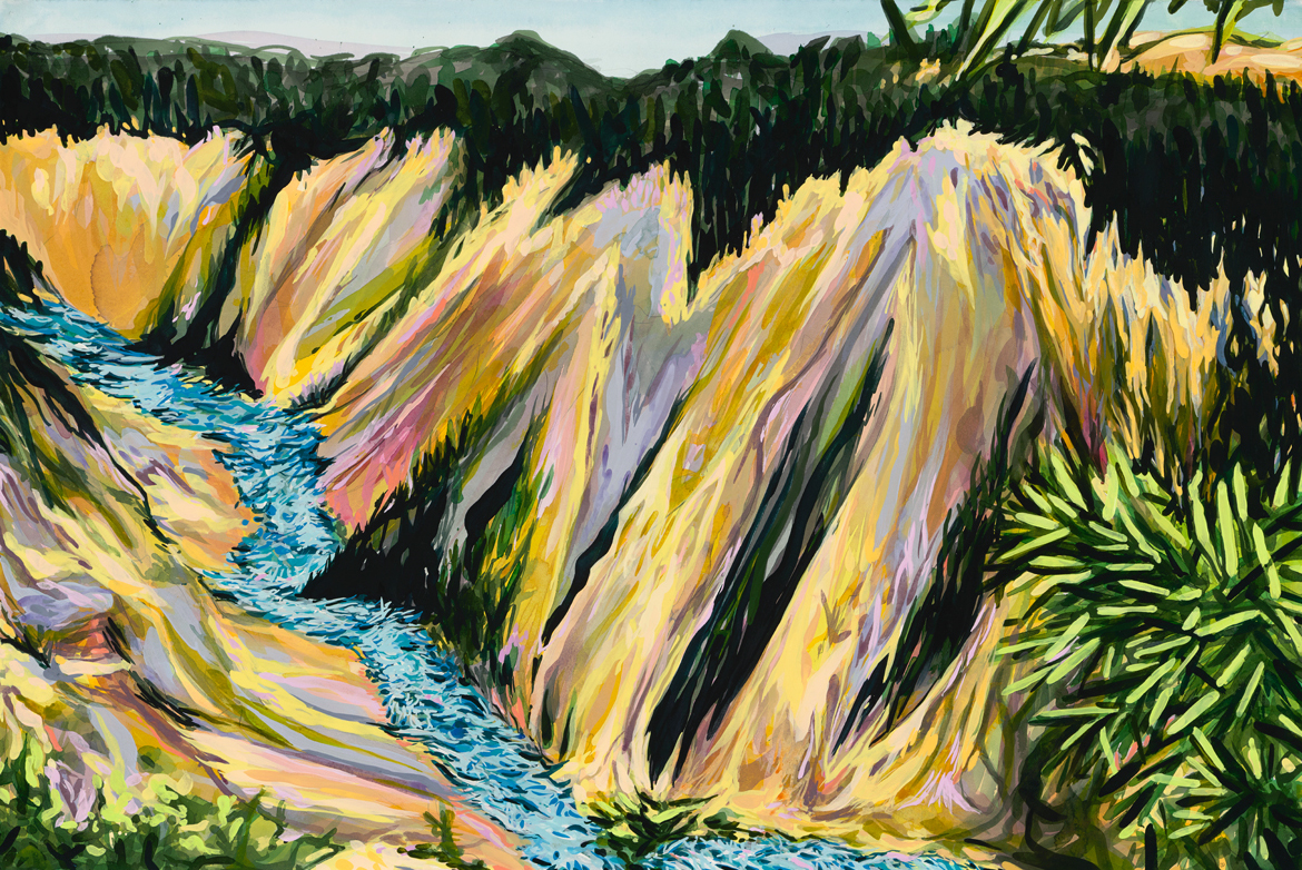 Yellowstone / 49 x 34 in. /  mixed media on paper / 2016