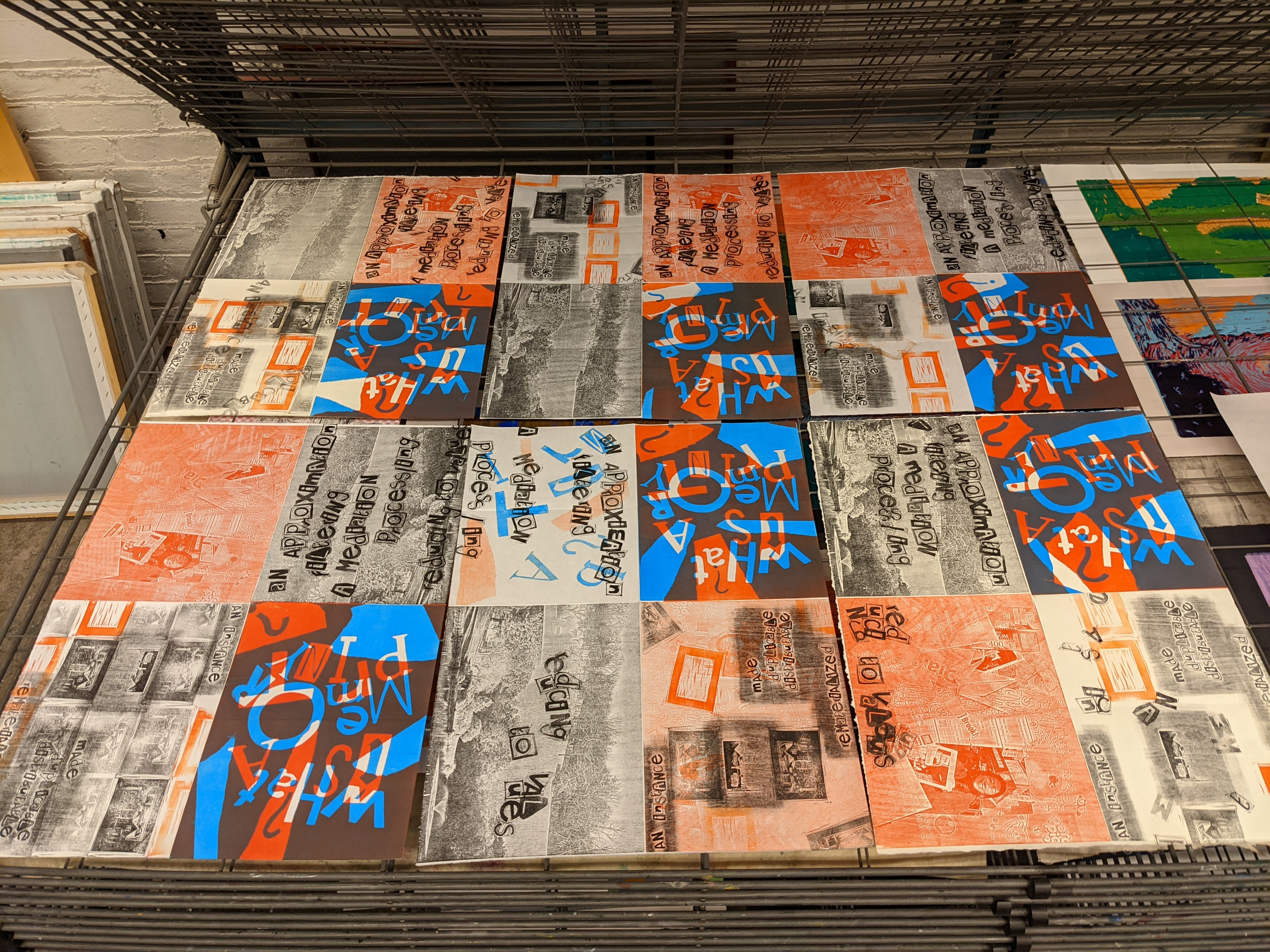 What is a Memory / What is a Print ? — six monoprint single-sheet zines (18 x 24 in. unfolded)