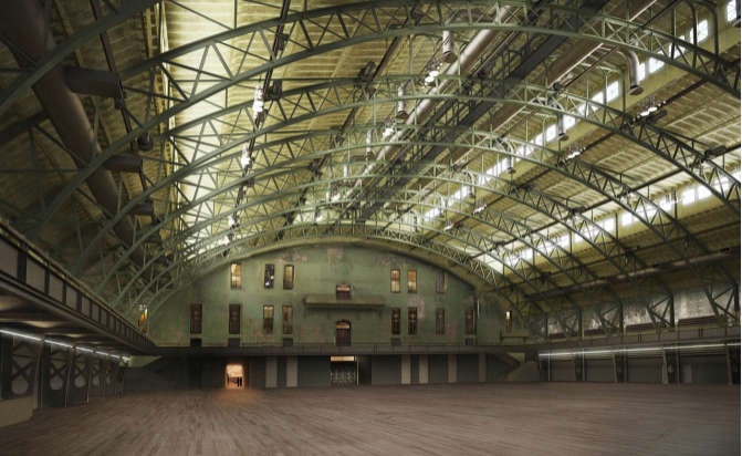 The 55,000 sq ft drill hall