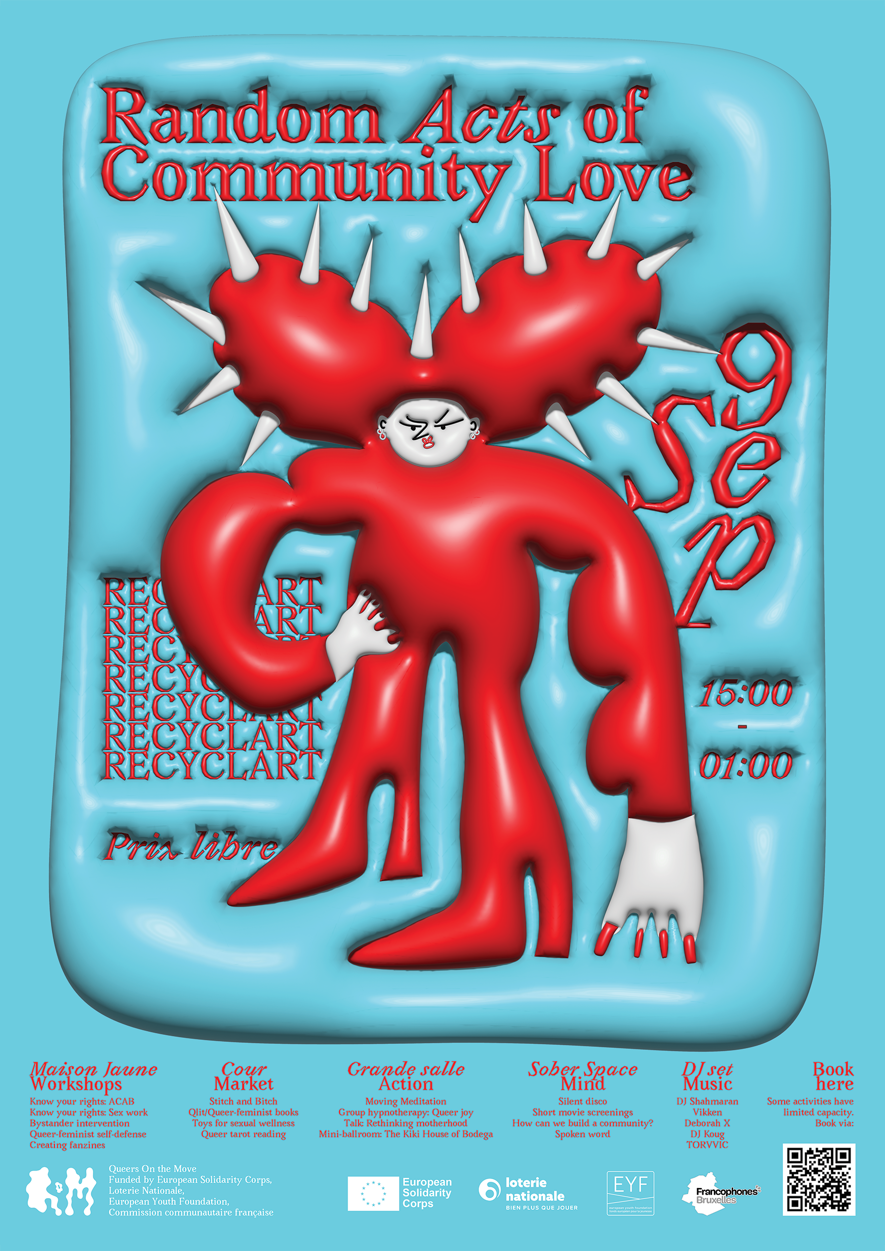 "Random Acts of Community Love" poster for Queers on the Move - 2023