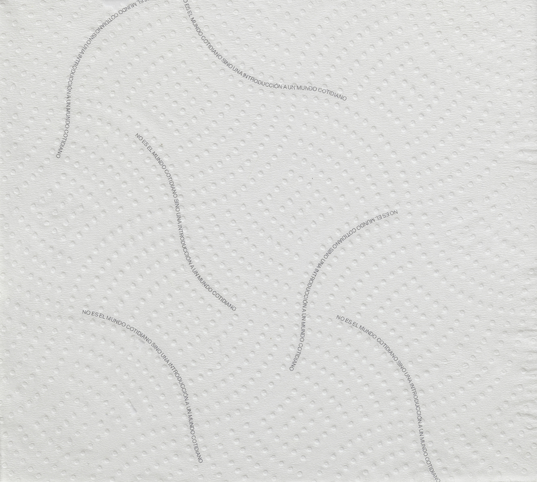 NO ES EL MUNDO, 2023 Impresión inkjet s/servilletas de papel absorbente 17,30x19 cm.