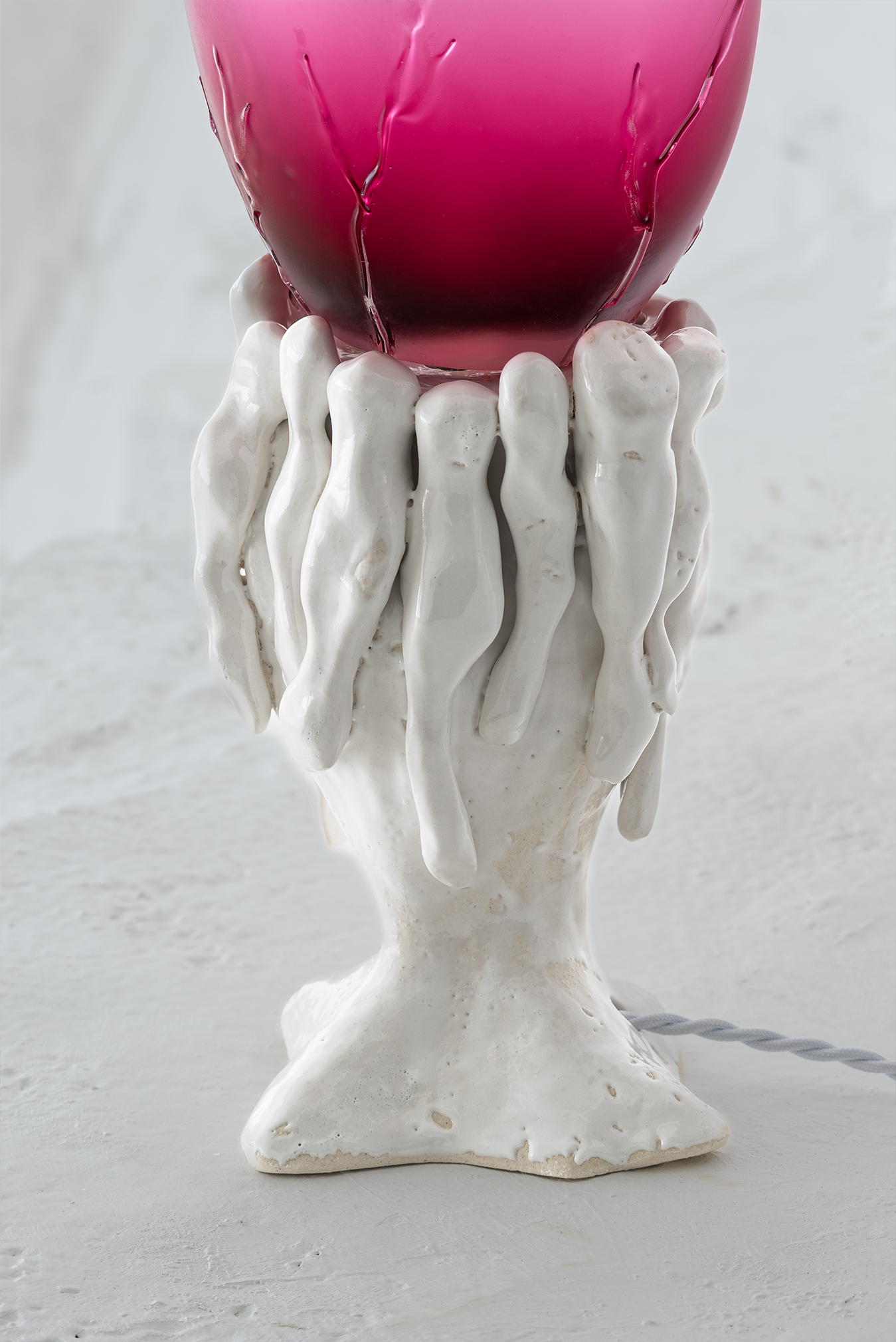 Detail picture from Pink Sea Sparkle Lamp made with Porcelain and Blown Glass from Plaja Studio