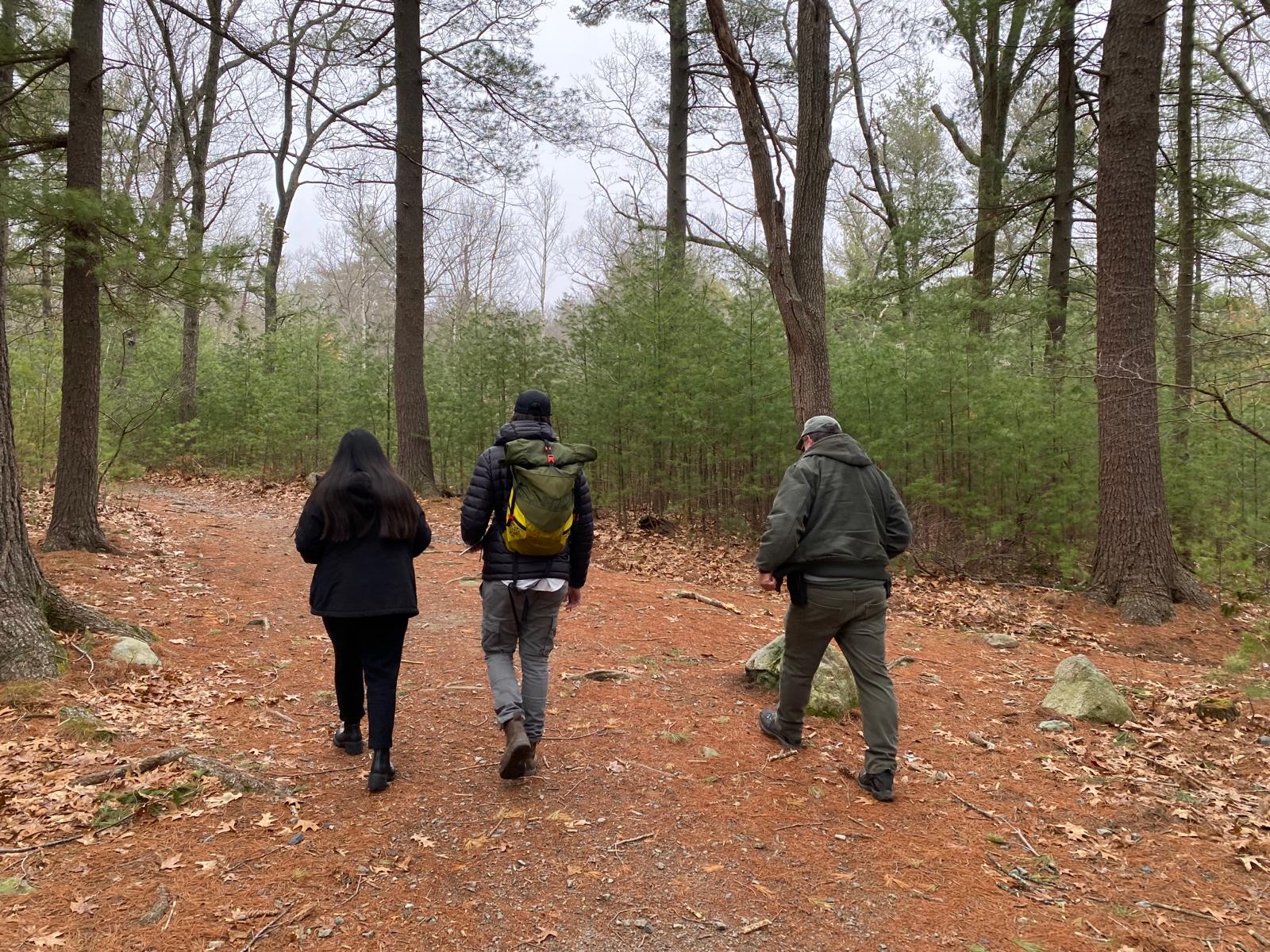 Lynn Woods ranger leads students on a nature walk